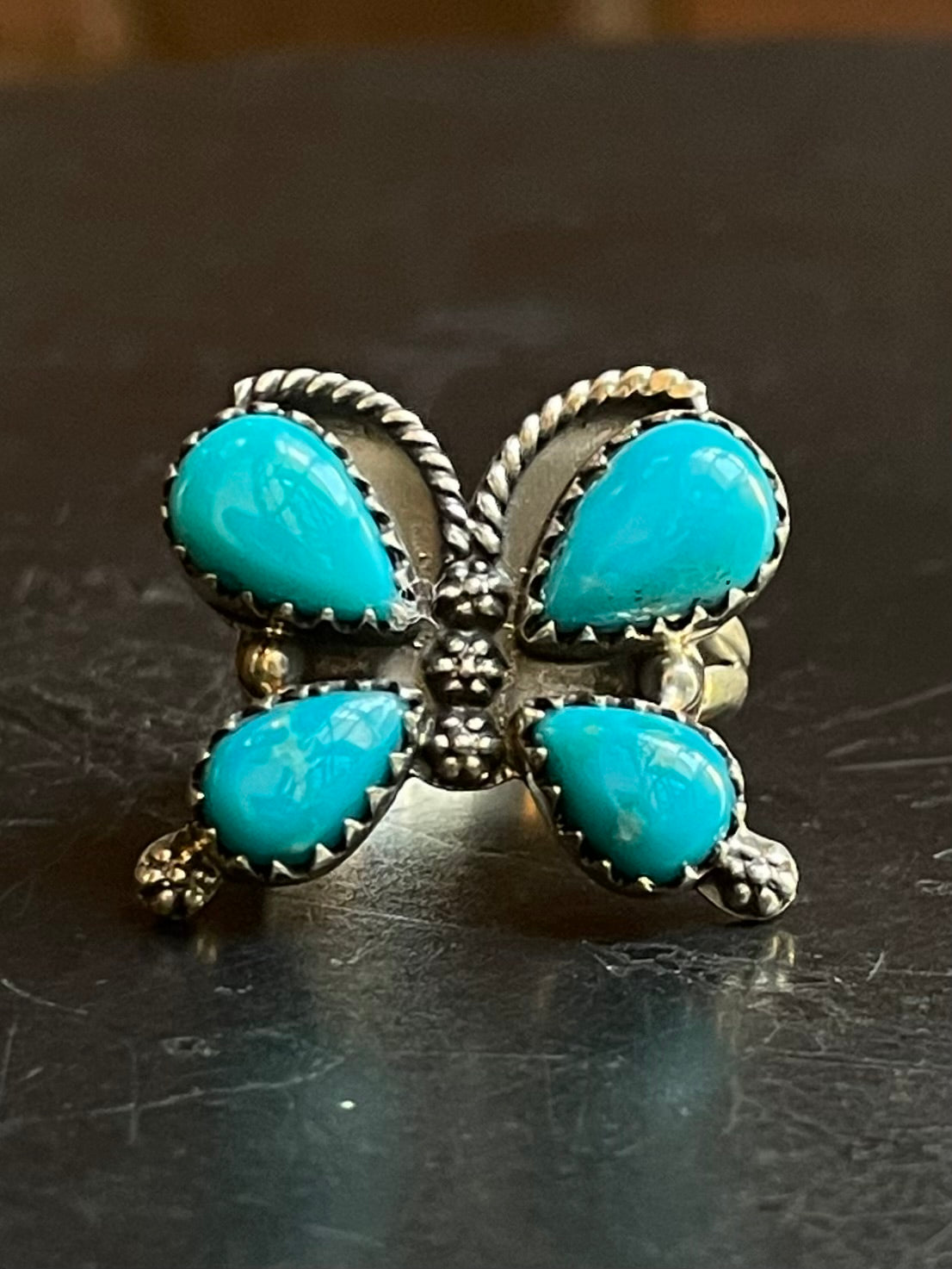 Turquoise Butterfly Ring Size 7.5 | Sterling Silver E885