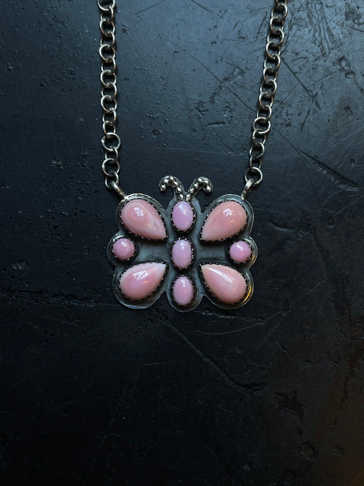 Pink Butterfly Conch Necklace | 925 Sterling Silver E353
