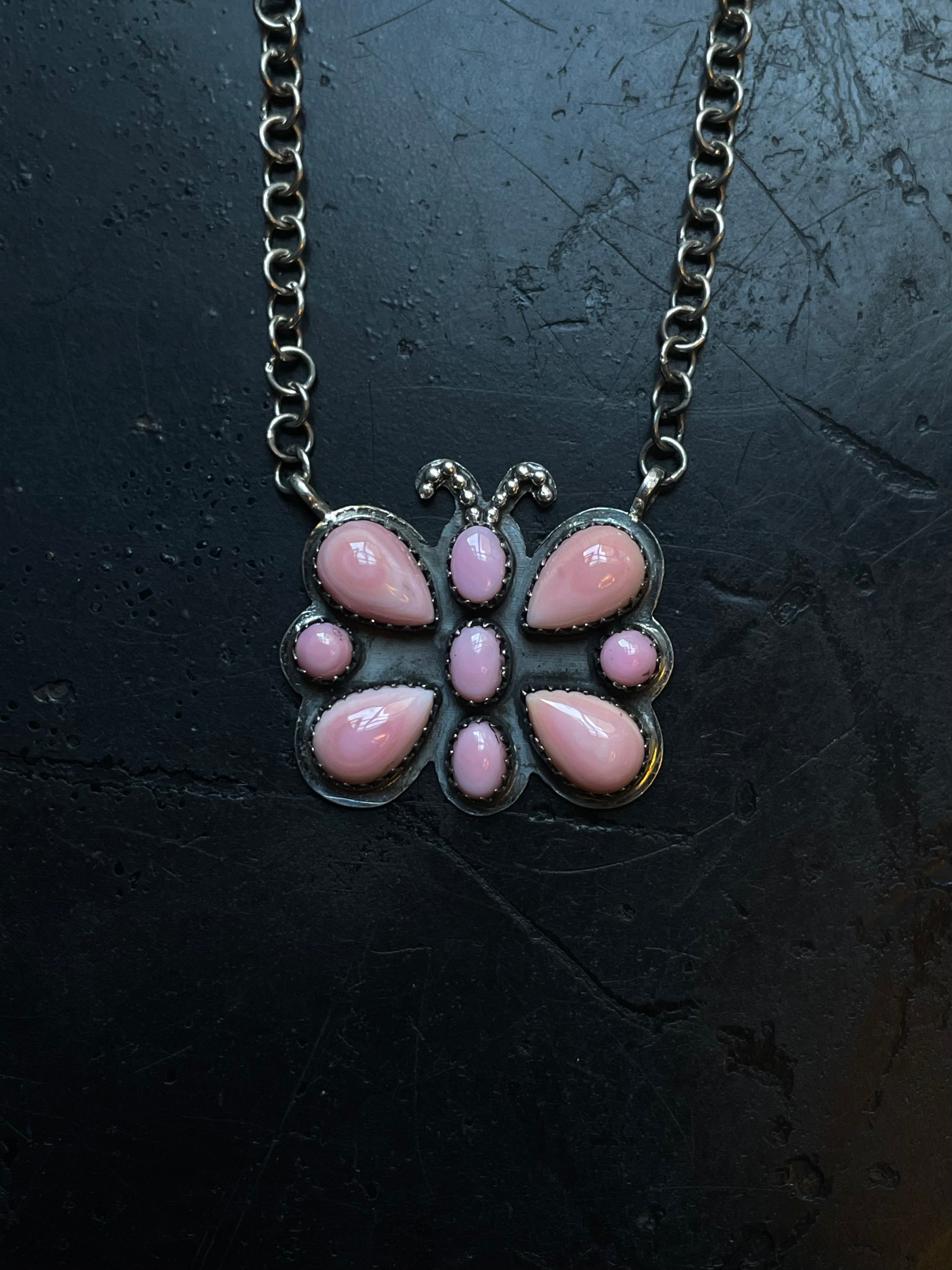 Pink Butterfly Conch Necklace | 925 Sterling Silver E353