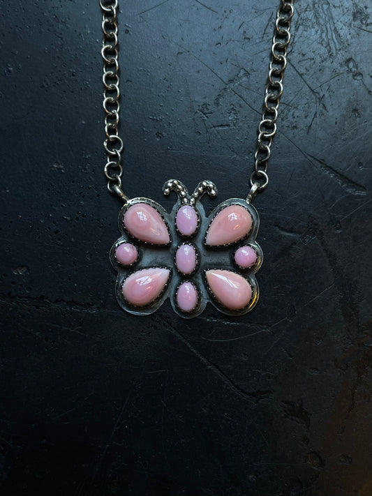 Pink Butterfly Conch Necklace | 925 Sterling Silver E353