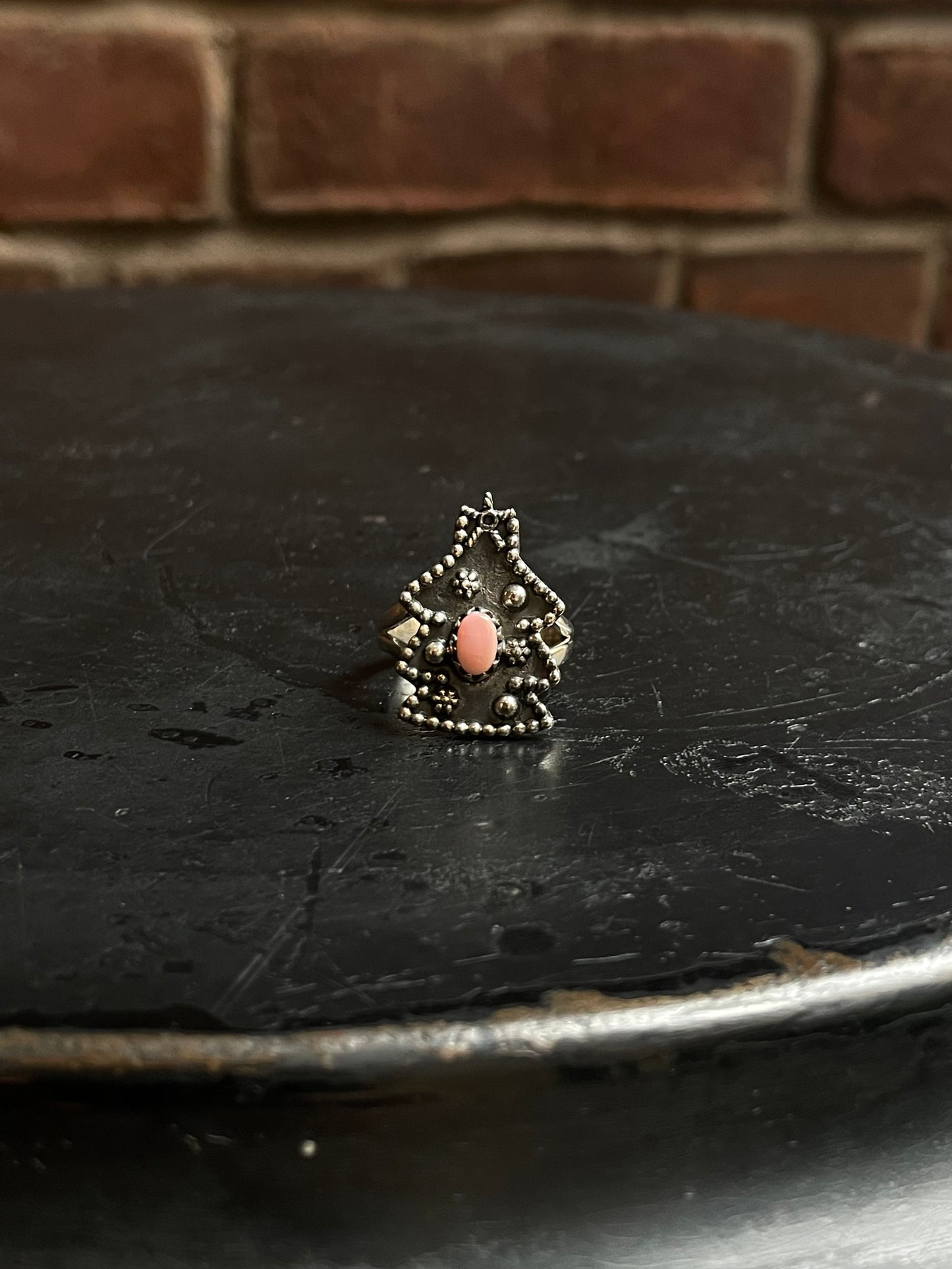 Pink Conch Christmas Tree Ring | Sterling Silver 925 | Size 7.75 C945