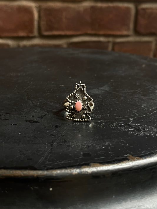 Pink Conch Christmas Tree Ring | Sterling Silver 925 | Size 7.75 C945