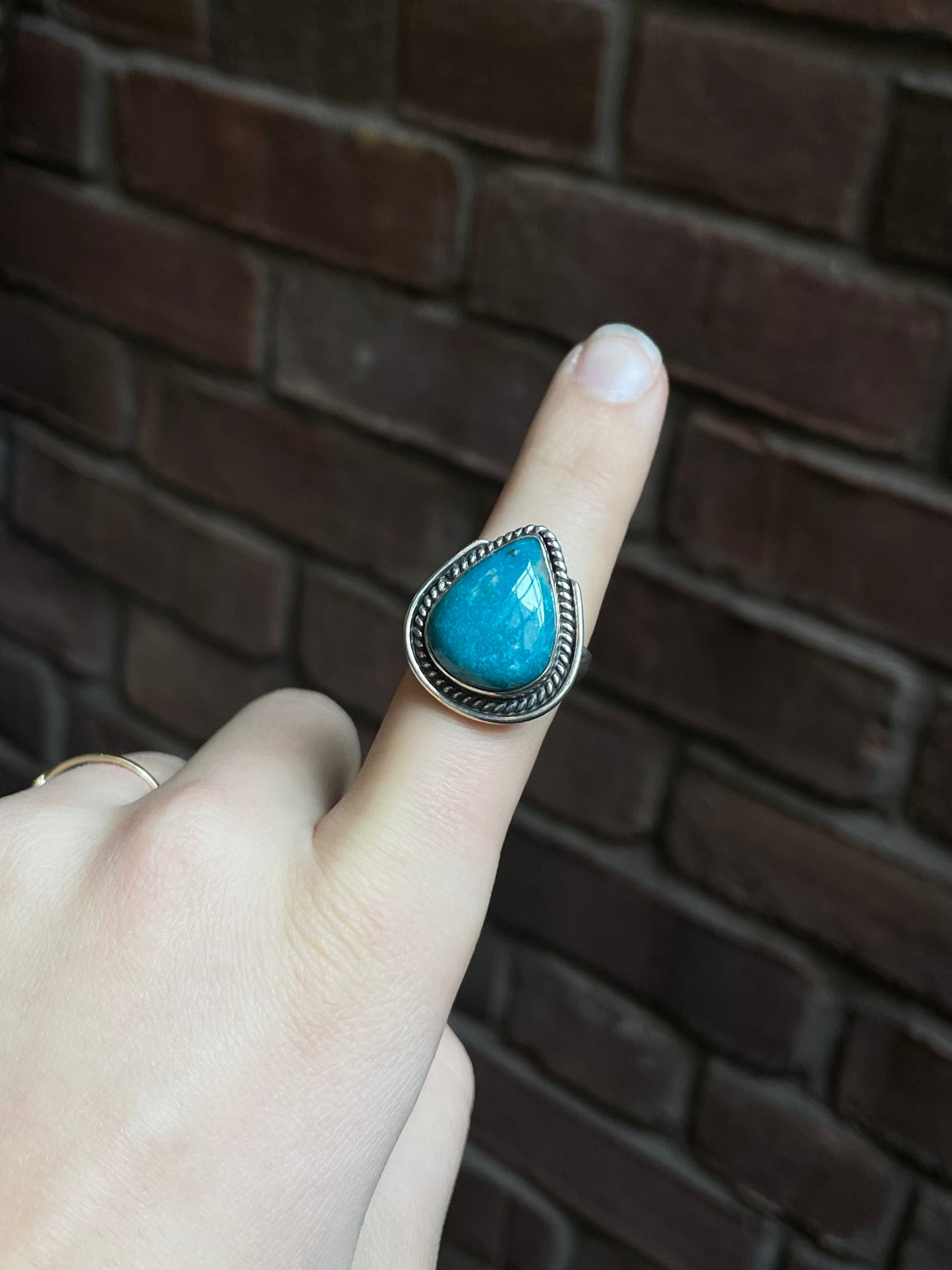 Kingman Turquoise Teardrop Ring Size 9 | 925 Sterling Silver Southwest E153