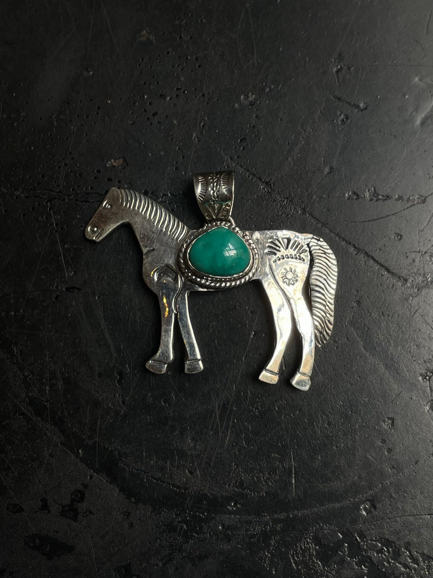 Kingman Turquoise Horse Pendant | 925 Sterling Silver E250