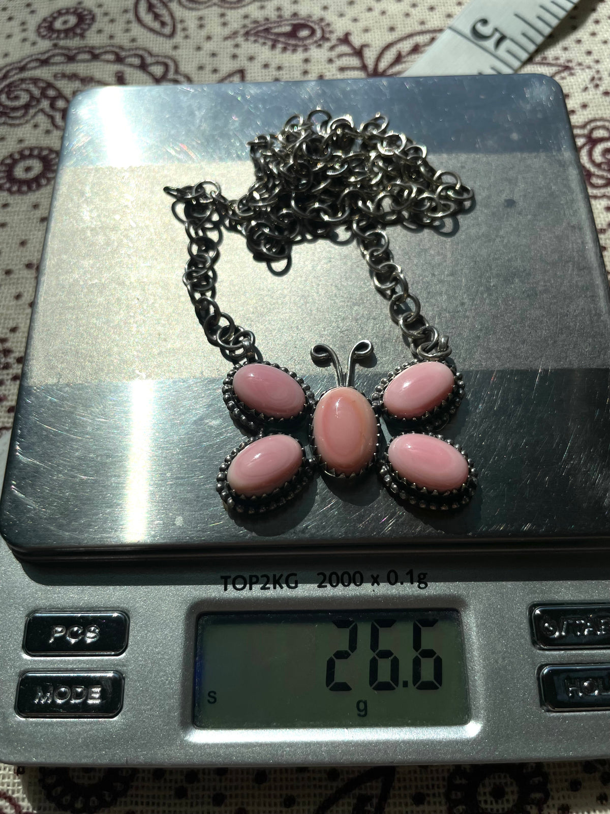 Pink Conch Butterfly Necklace | Sterling Silver E827