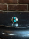 Turquoise Feather Ring Size 8 | 925 Sterling Silver C432