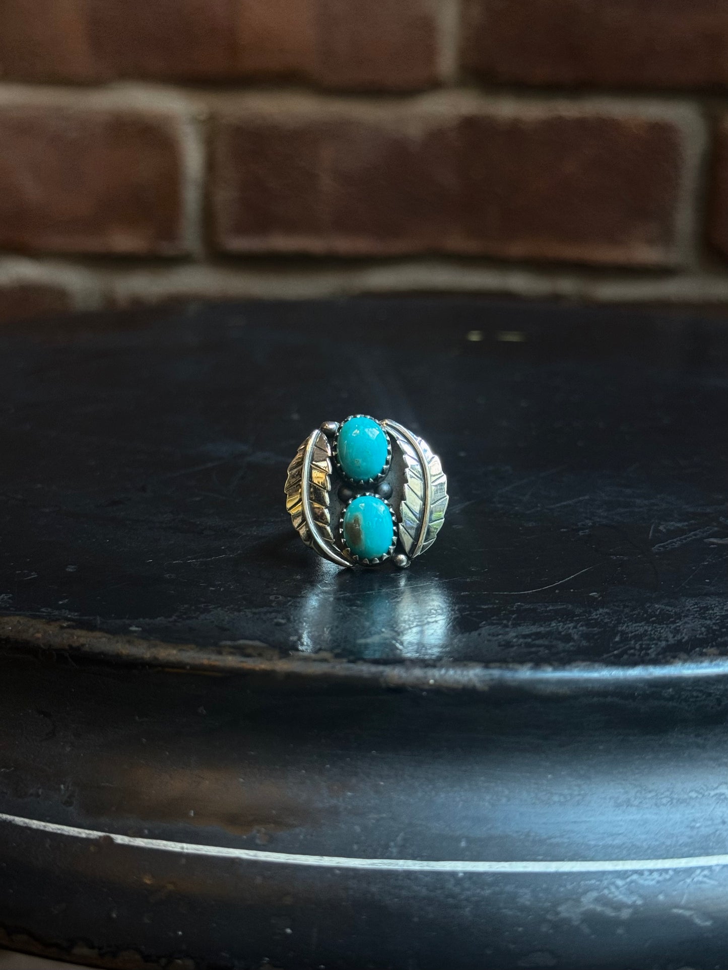Turquoise Feather Ring Size 8 | 925 Sterling Silver C432