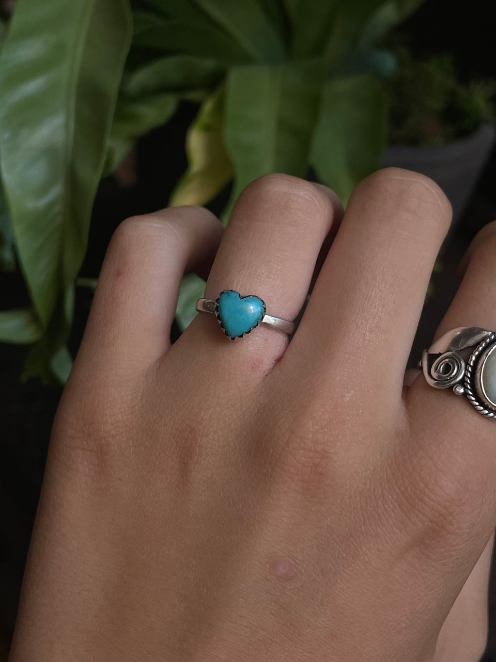 Kingman Turquoise Heart Ring | Sterling Silver | Size 6 G385