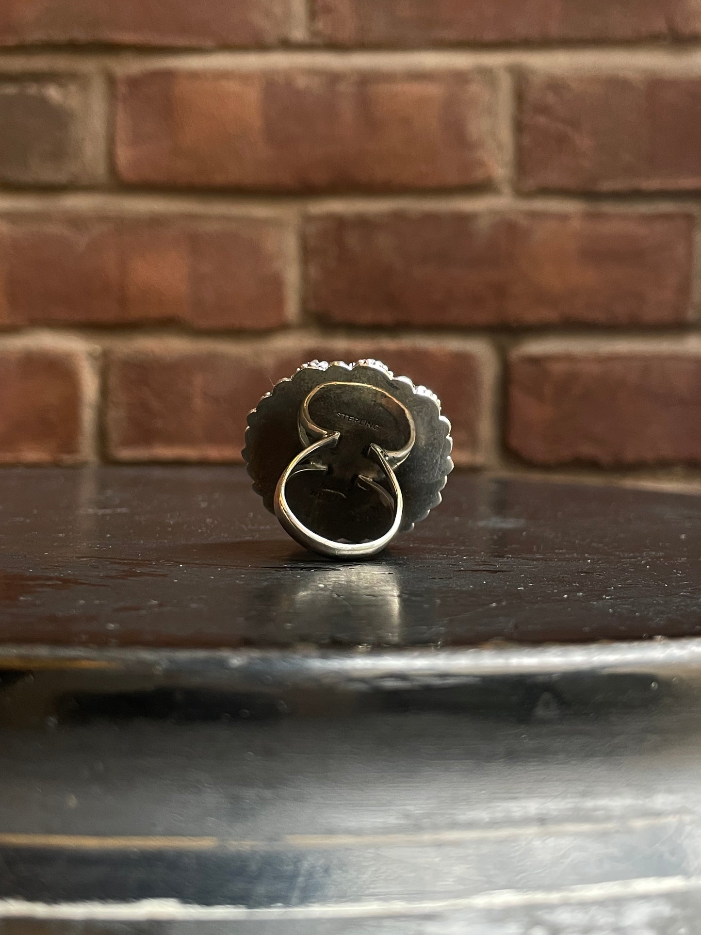 Pink Conch Black Onyx Cluster Ring Size 7 | 925 Sterling Silver E195