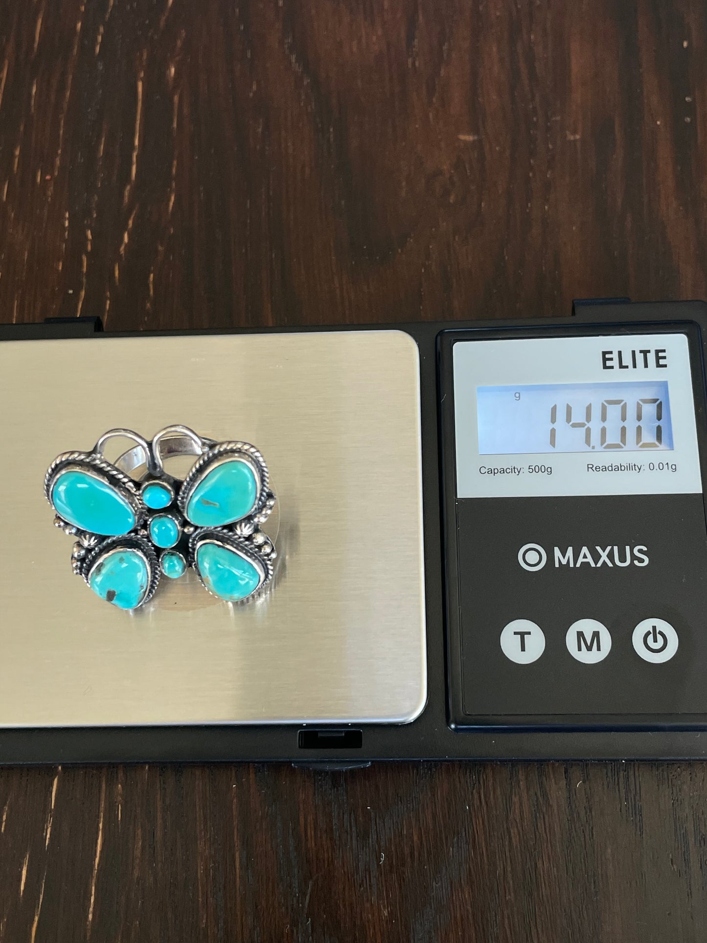 Turquoise Butterfly Ring Size 7.75 | Sterling Silver E865