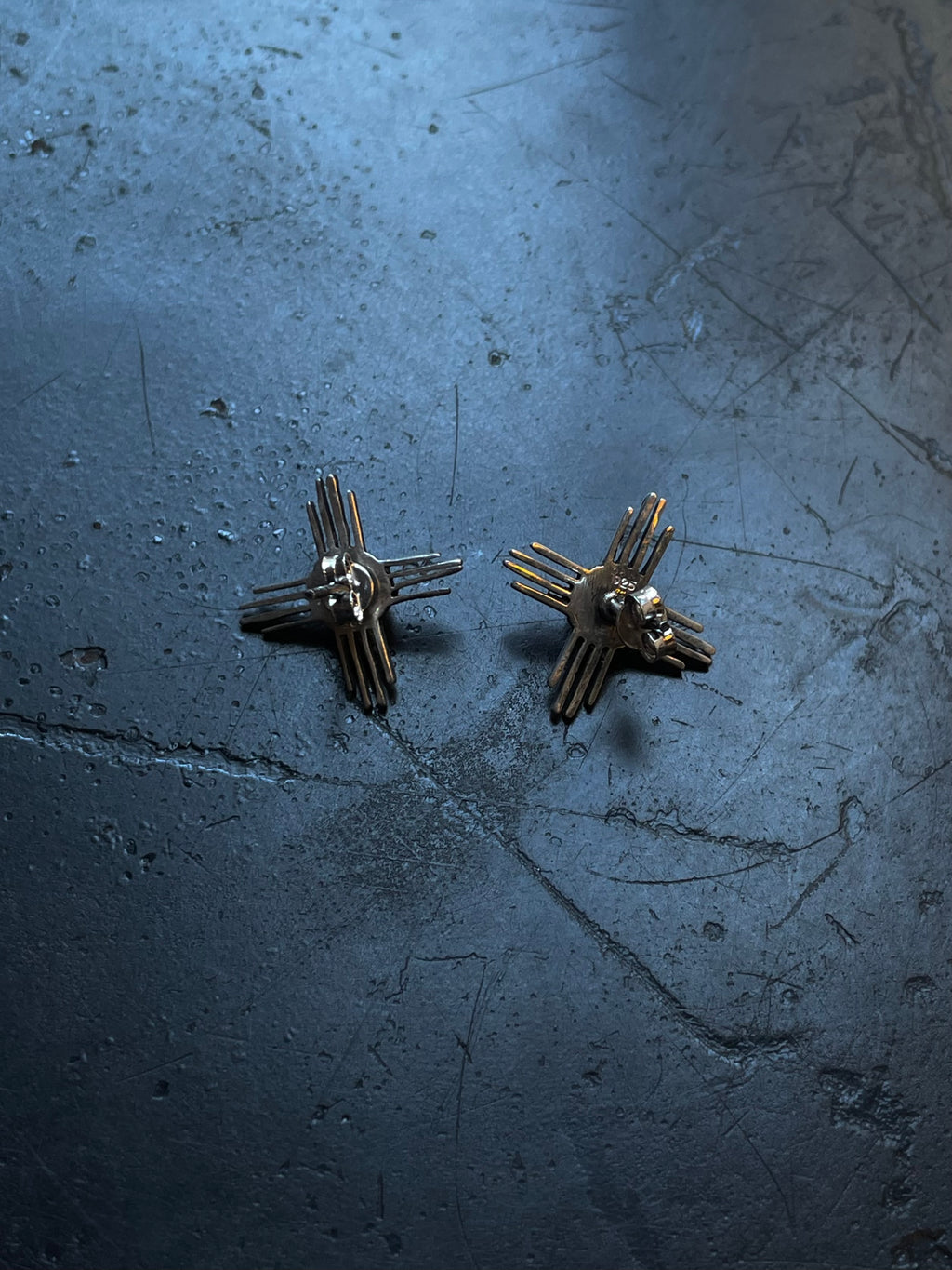 Kingman Turquoise Zia Cross Earrings | 925 Sterling Silver E385