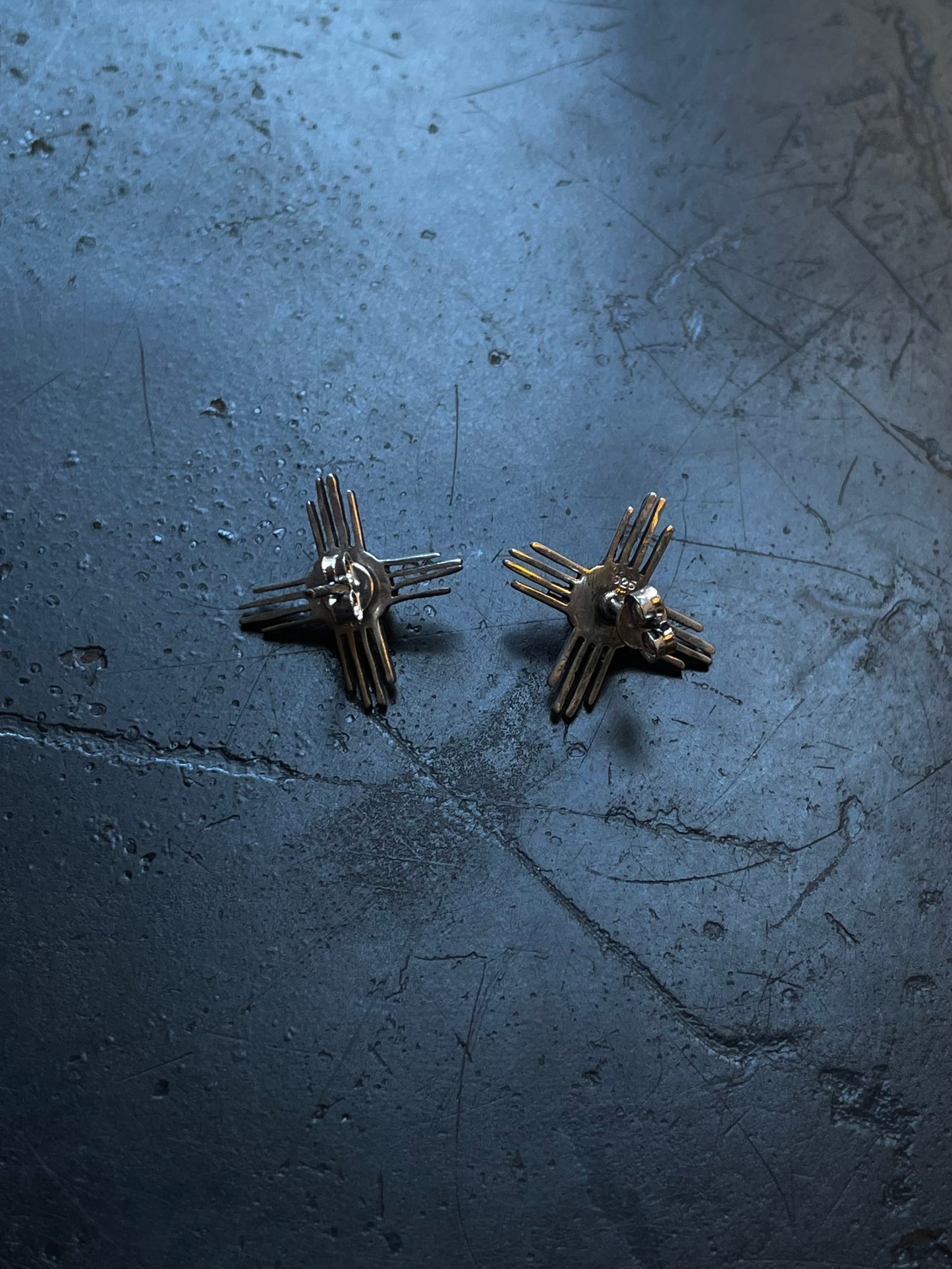 Kingman Turquoise Zia Cross Earrings | 925 Sterling Silver E385