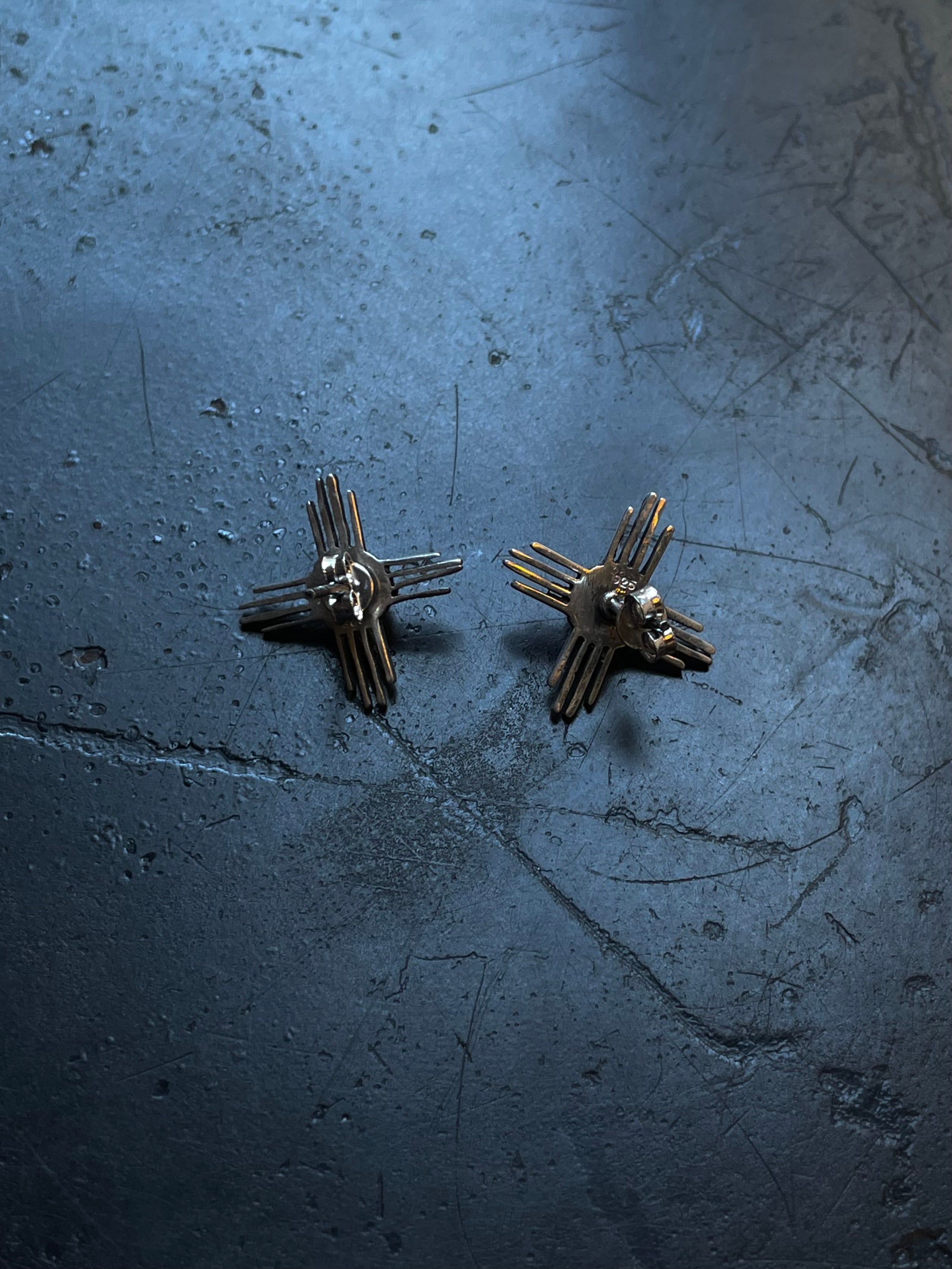 Kingman Turquoise Zia Cross Earrings | 925 Sterling Silver E385