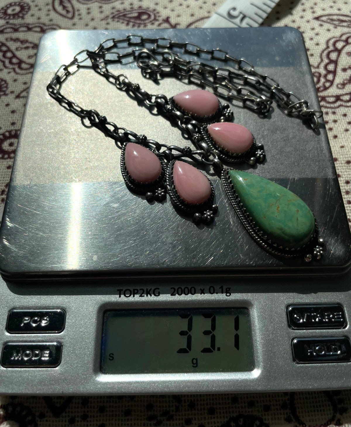 Pink Conch & Turquoise Necklace | 925 Sterling Silver E339