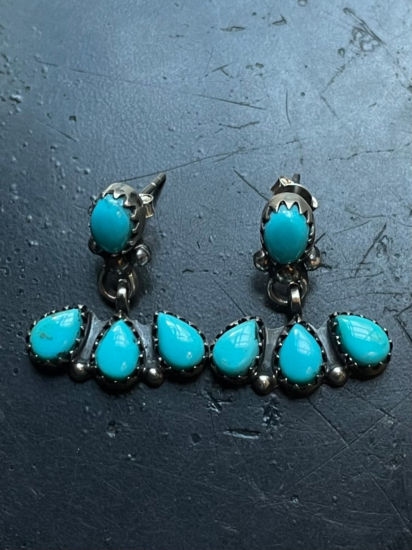 Kingman Turquoise Earrings | Teardrop Fan Stud E665