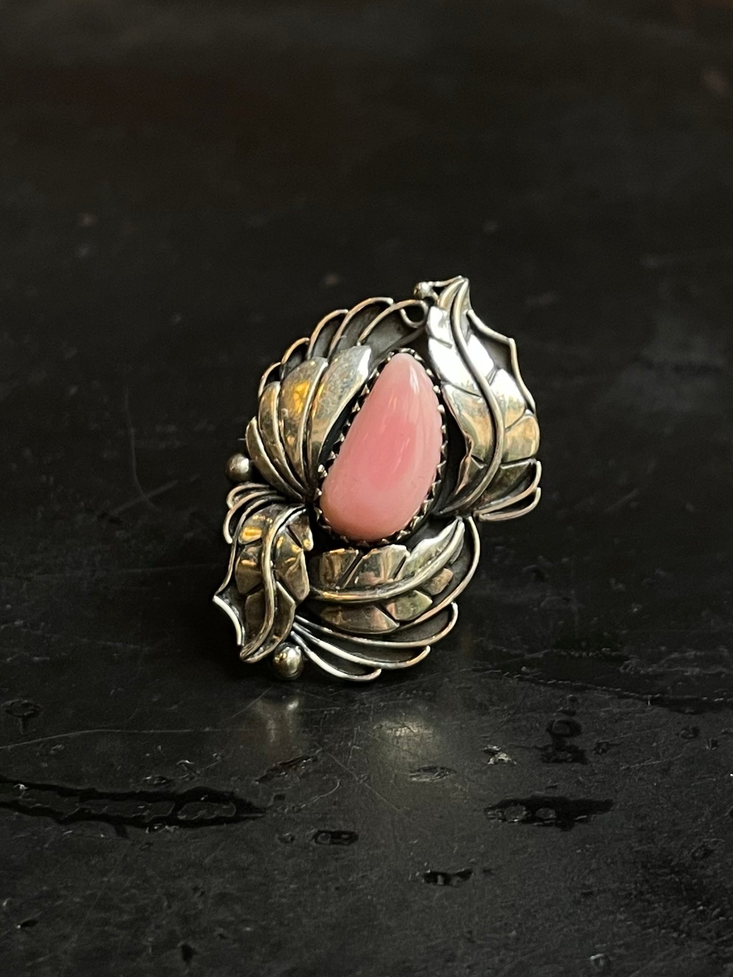 Pink Conch Feather Ring Size 6 | 925 Sterling Silver Southwest E171