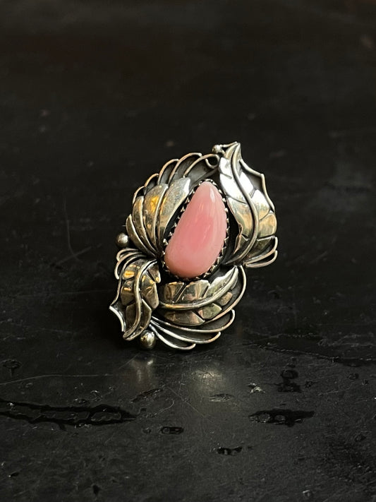 Pink Conch Feather Ring Size 6 | 925 Sterling Silver Southwest E171