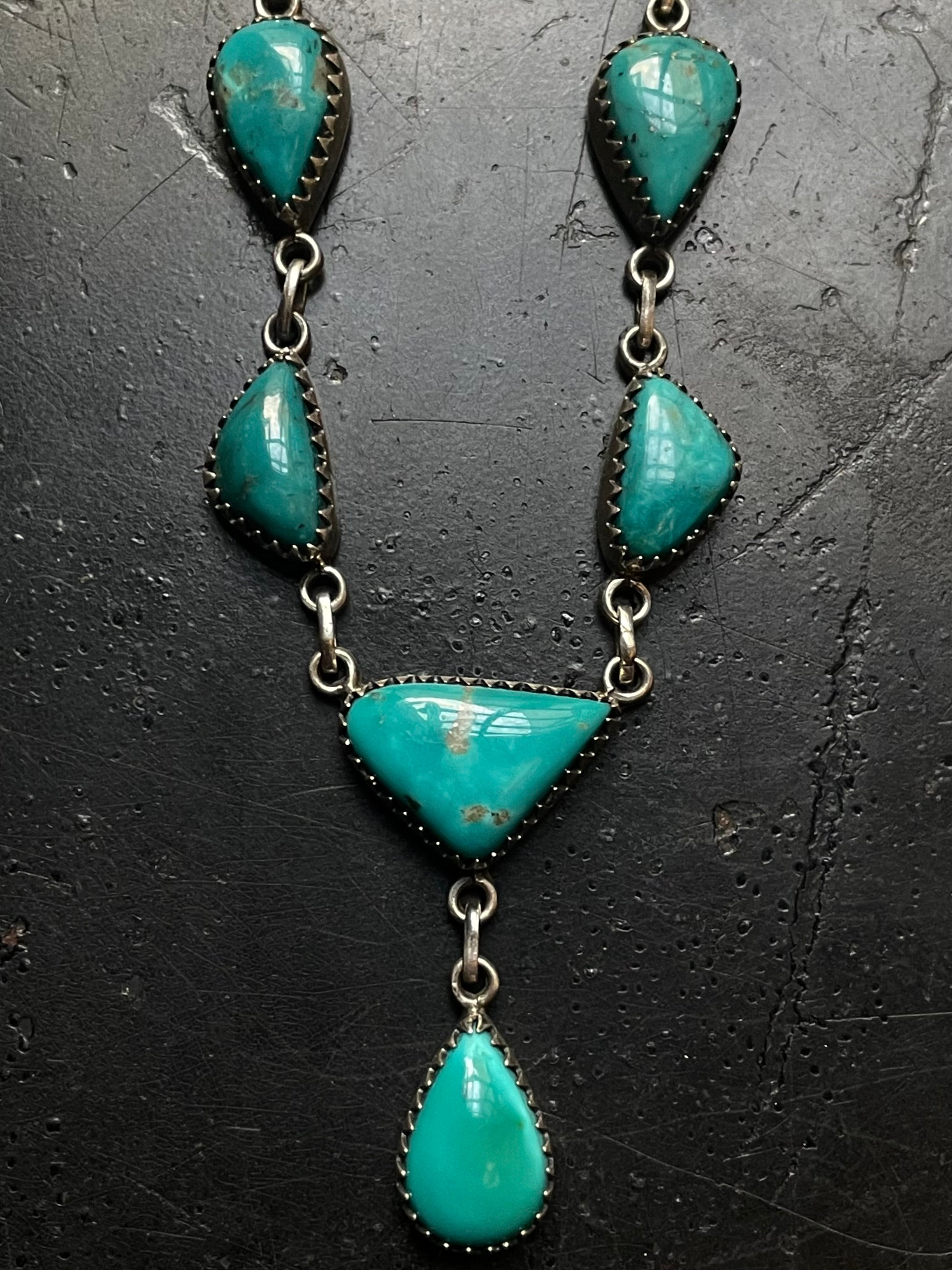 Kingman Turquoise Lariat Necklace | 925 Sterling Silver G412
