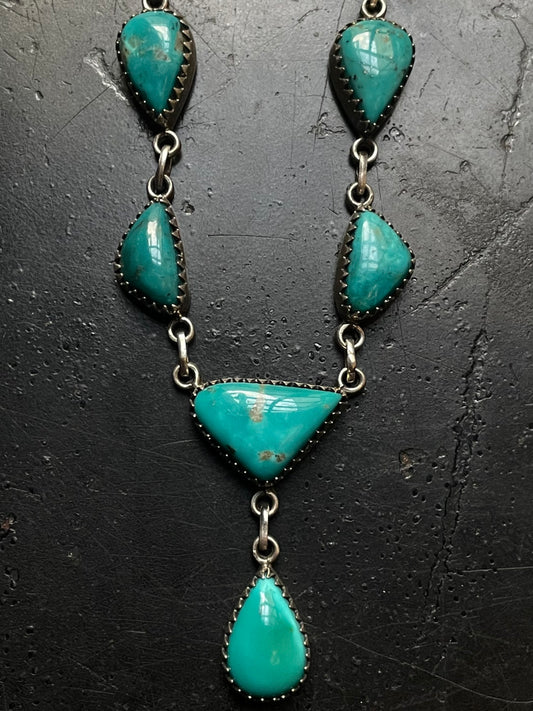 Kingman Turquoise Lariat Necklace | 925 Sterling Silver G412