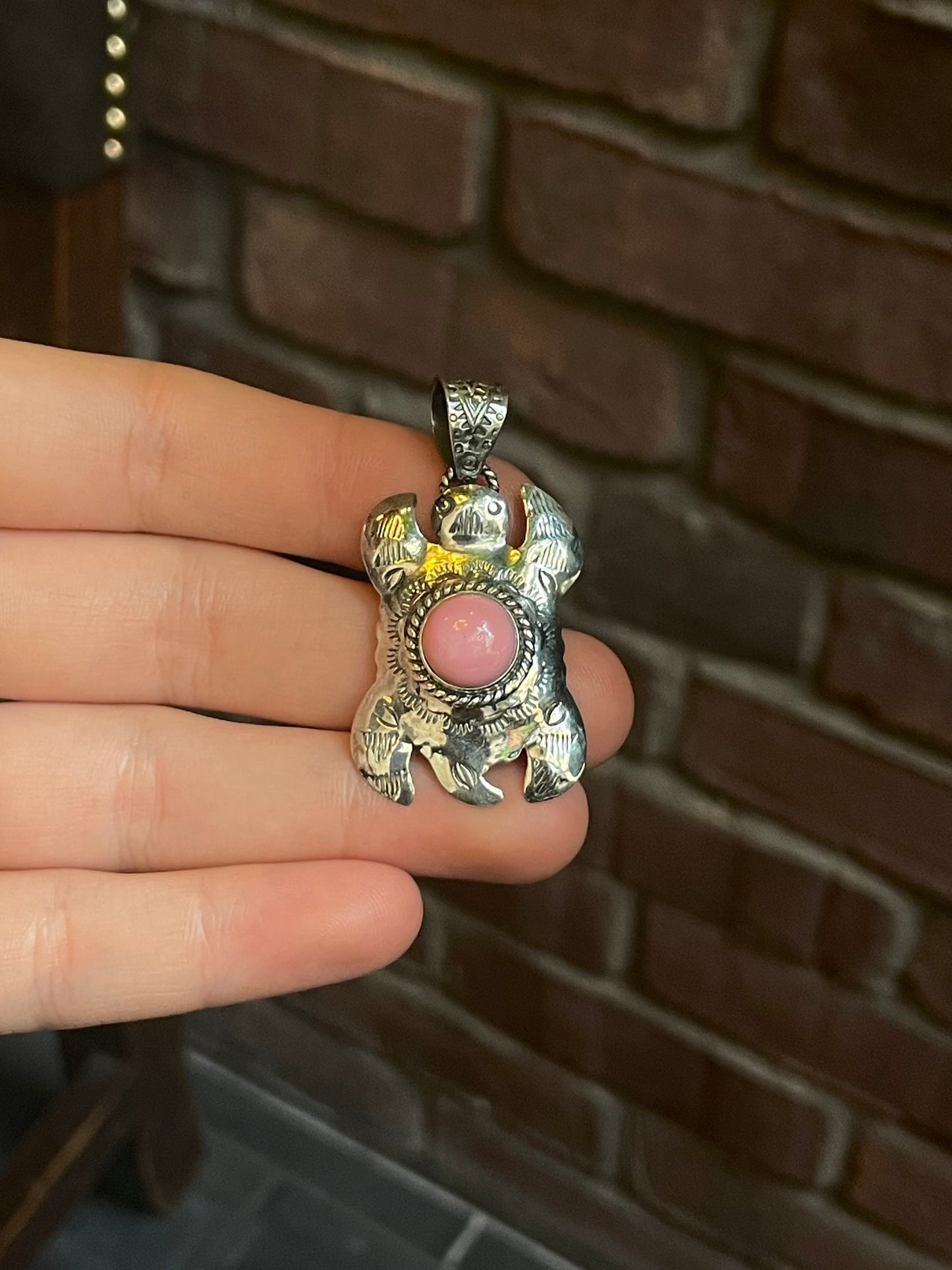 Pink Conch Turtle Pendant | 925 Sterling Silver C516