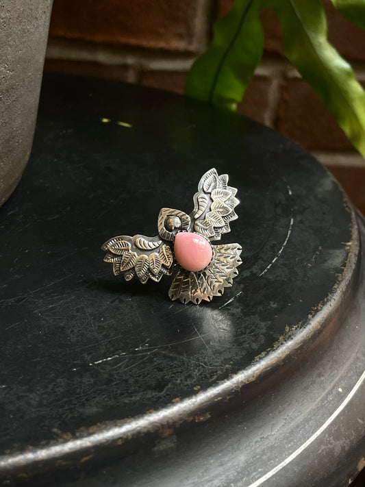 Pink Conch Thunderbird Ring | Sterling Silver 925 | Size 8 C591