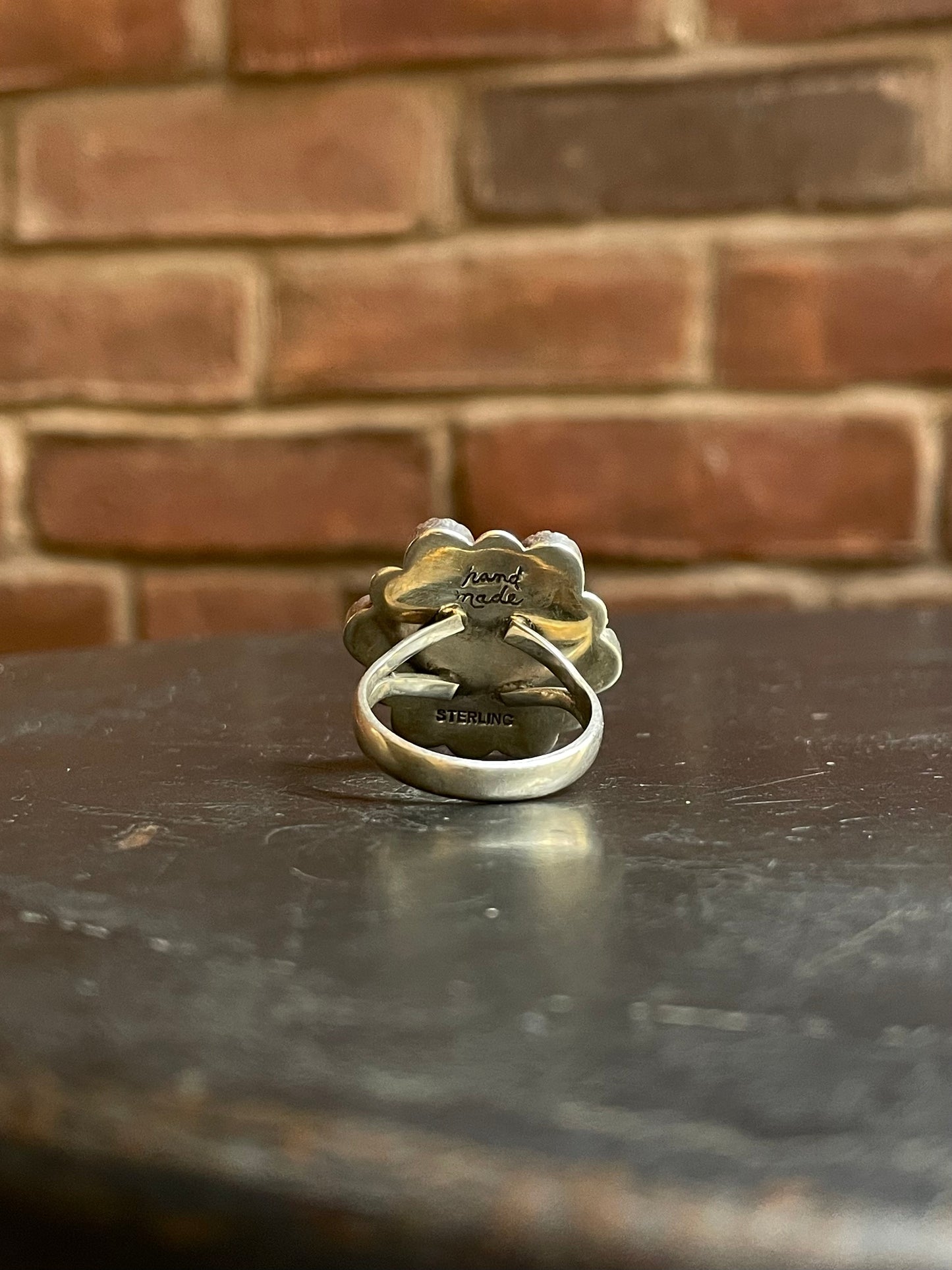 Turquoise Flower Ring Size 9 | Sterling Silver E863