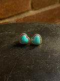 Kingman Turquoise Heart Stud Earrings | 925 Sterling Silver G664