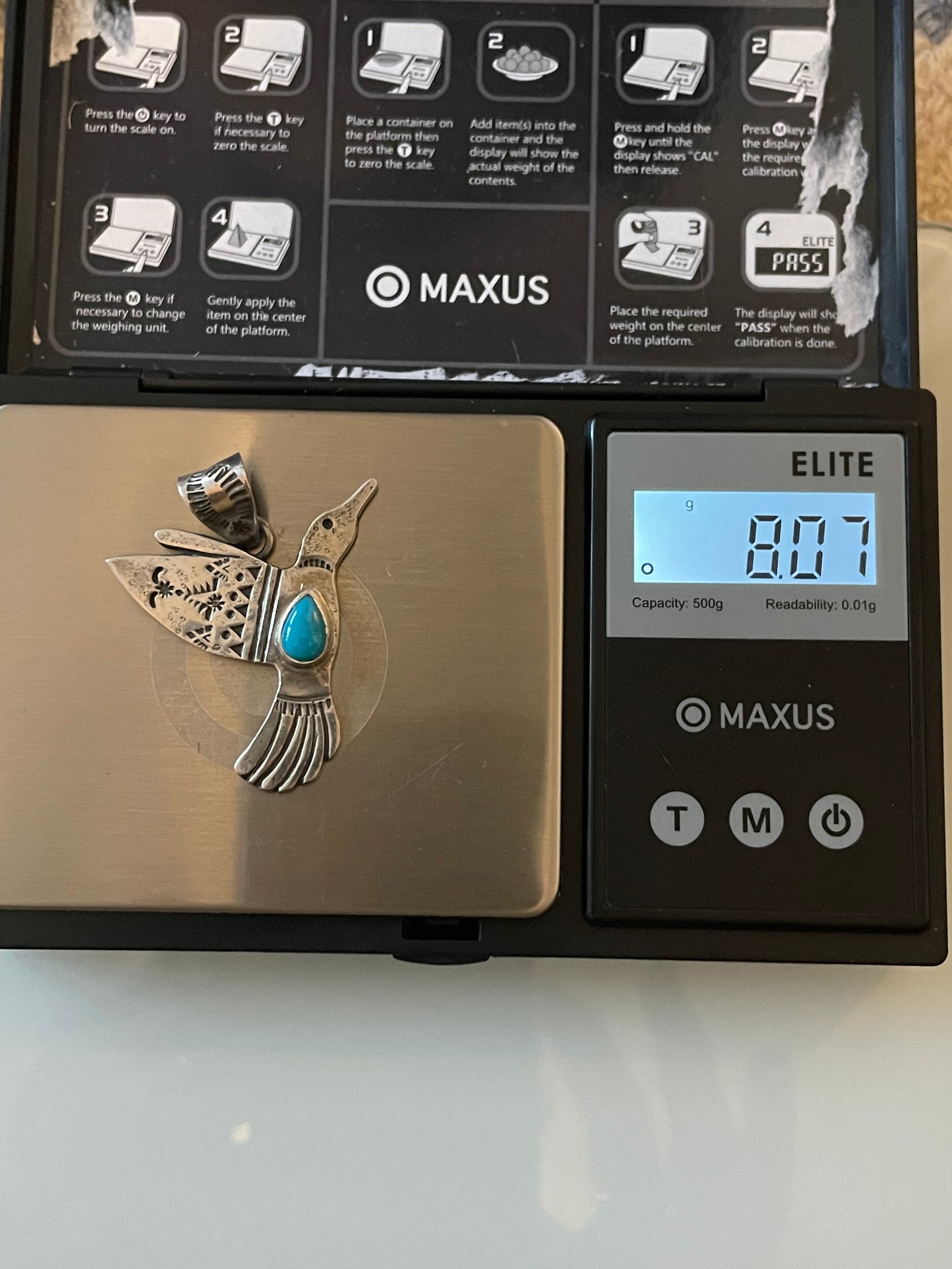 Turquoise Hummingbird Pendant | 925 Sterling Silver E516