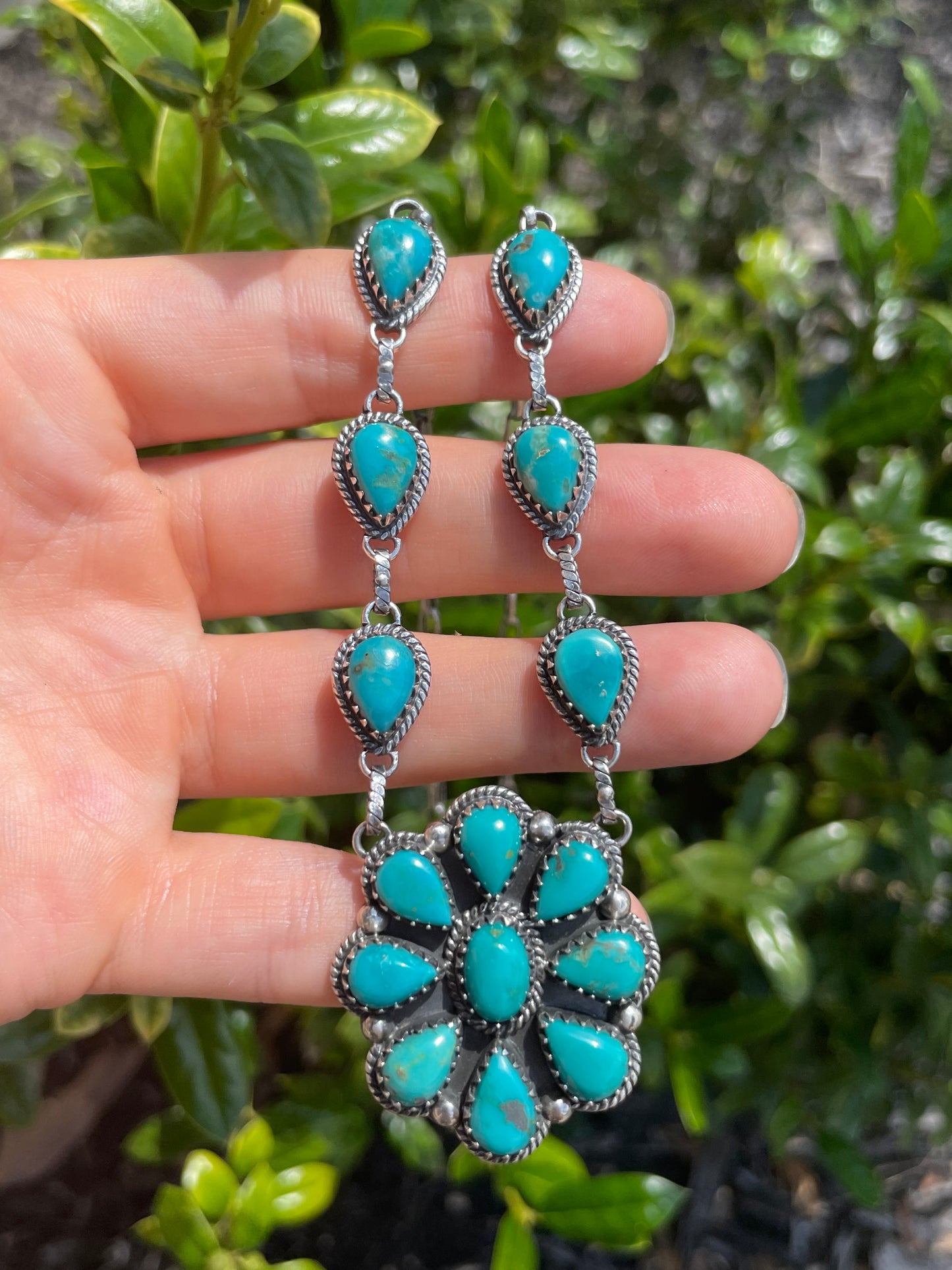 Turquoise Cluster Necklace | 925 Sterling Silver D159