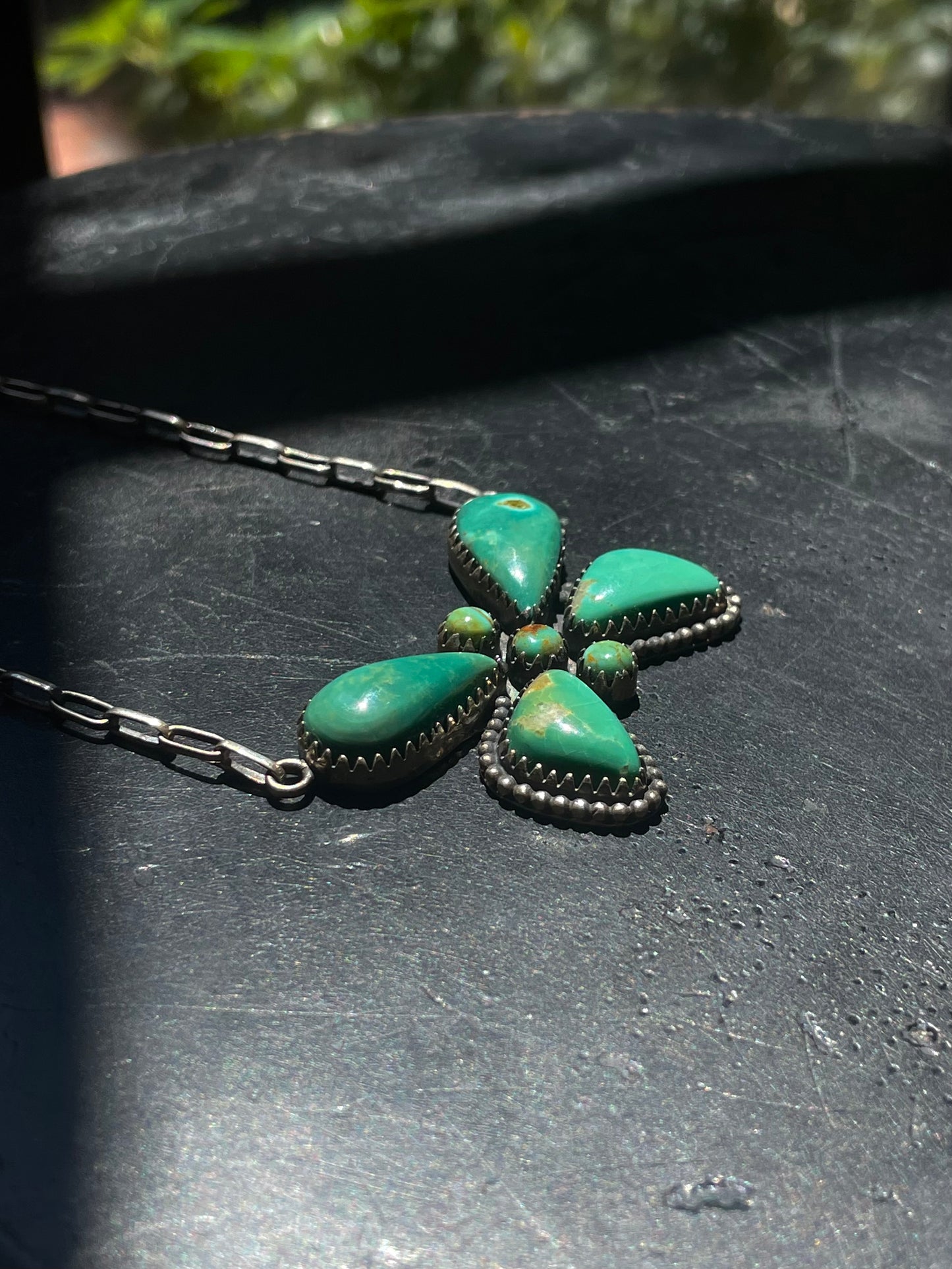 Kingman Turquoise Butterfly Necklace | Sterling Silver G419