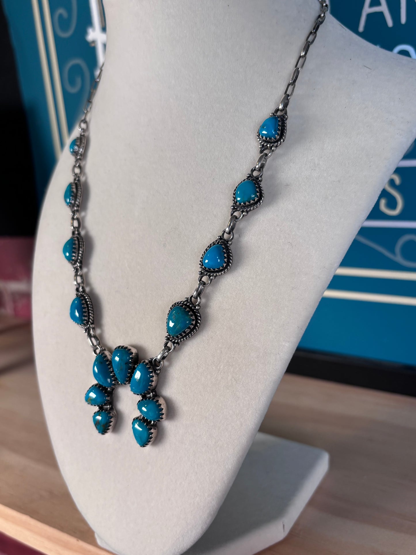 Kingman Turquoise Naja Necklace | 925 Sterling Silver Southwestern Style