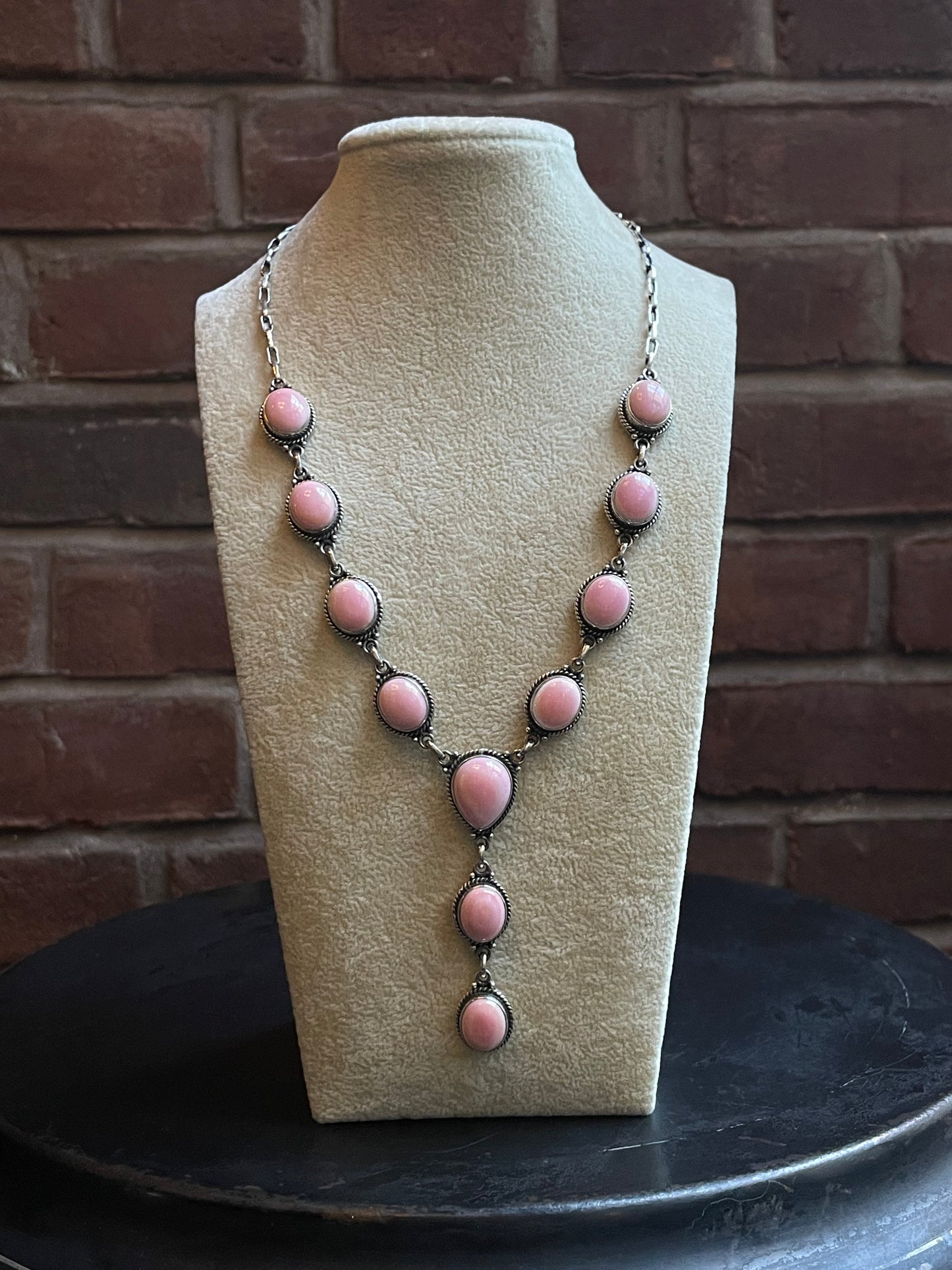 Pink Conch Lariat Necklace | 925 Sterling Silver E345