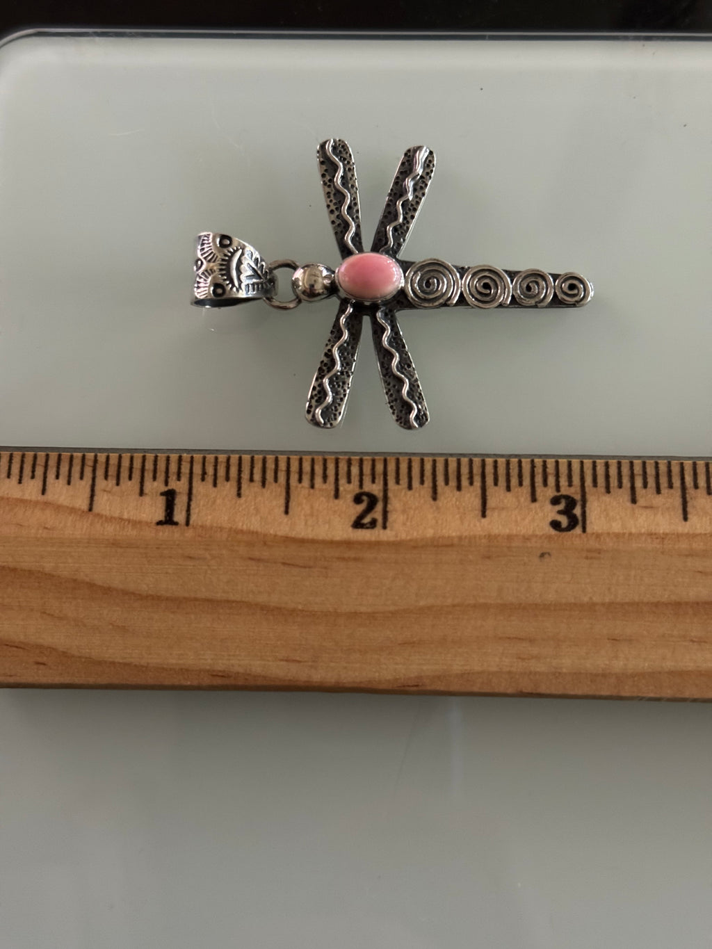 Pink Conch Dragonfly Pendant | 925 Sterling Silver C398