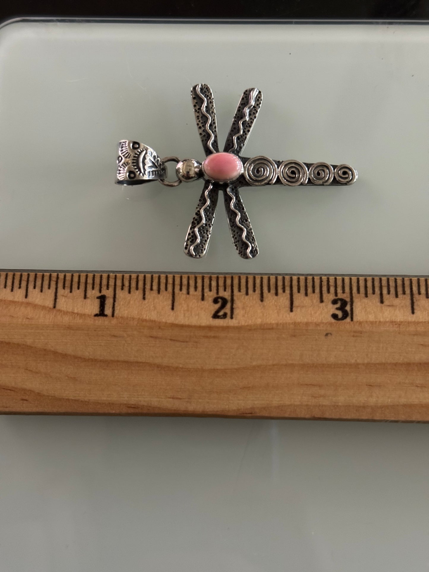 Pink Conch Dragonfly Pendant | 925 Sterling Silver C398
