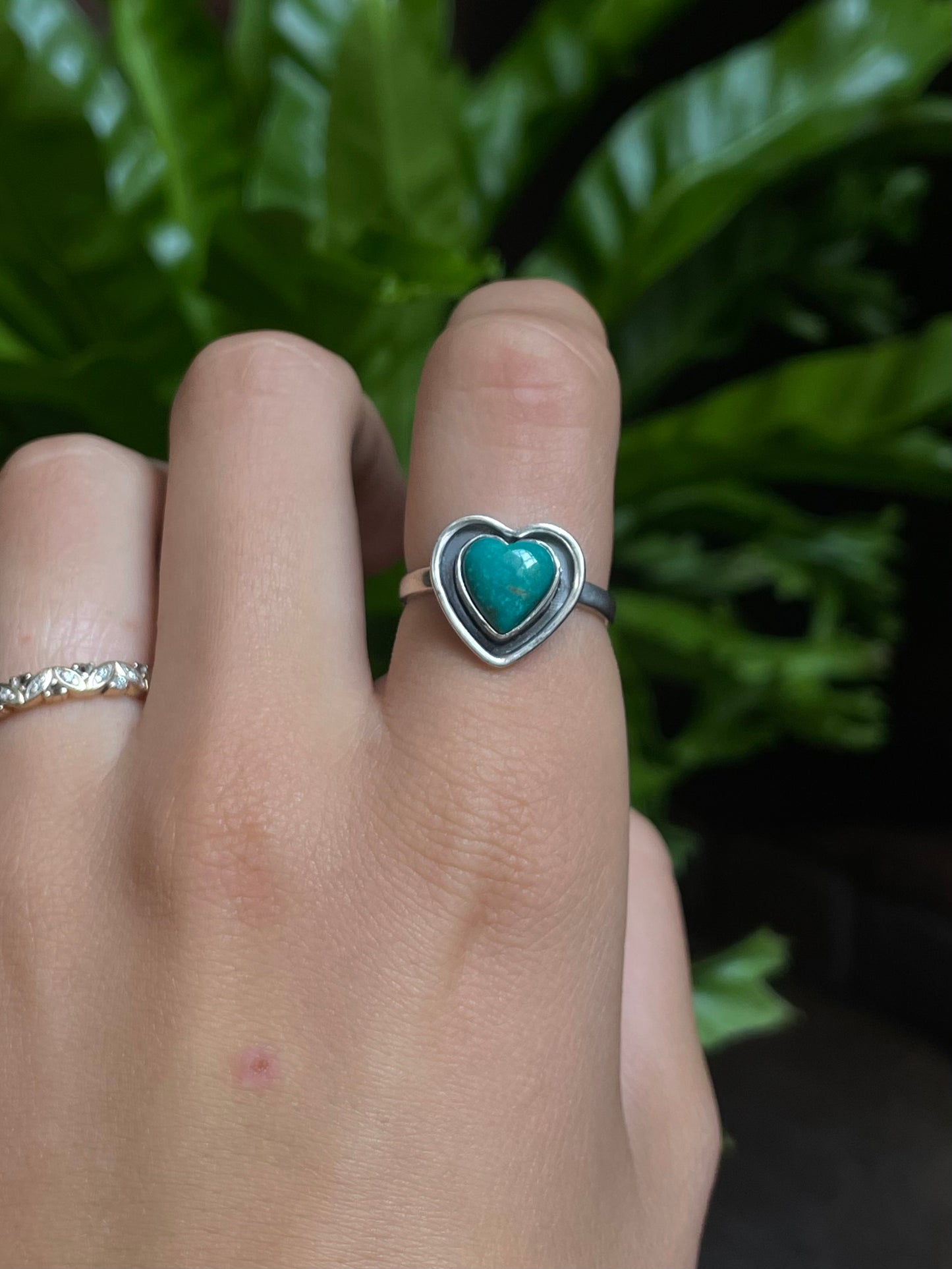 Turquoise Heart Ring Size 8.5 | 925 Sterling Silver G294