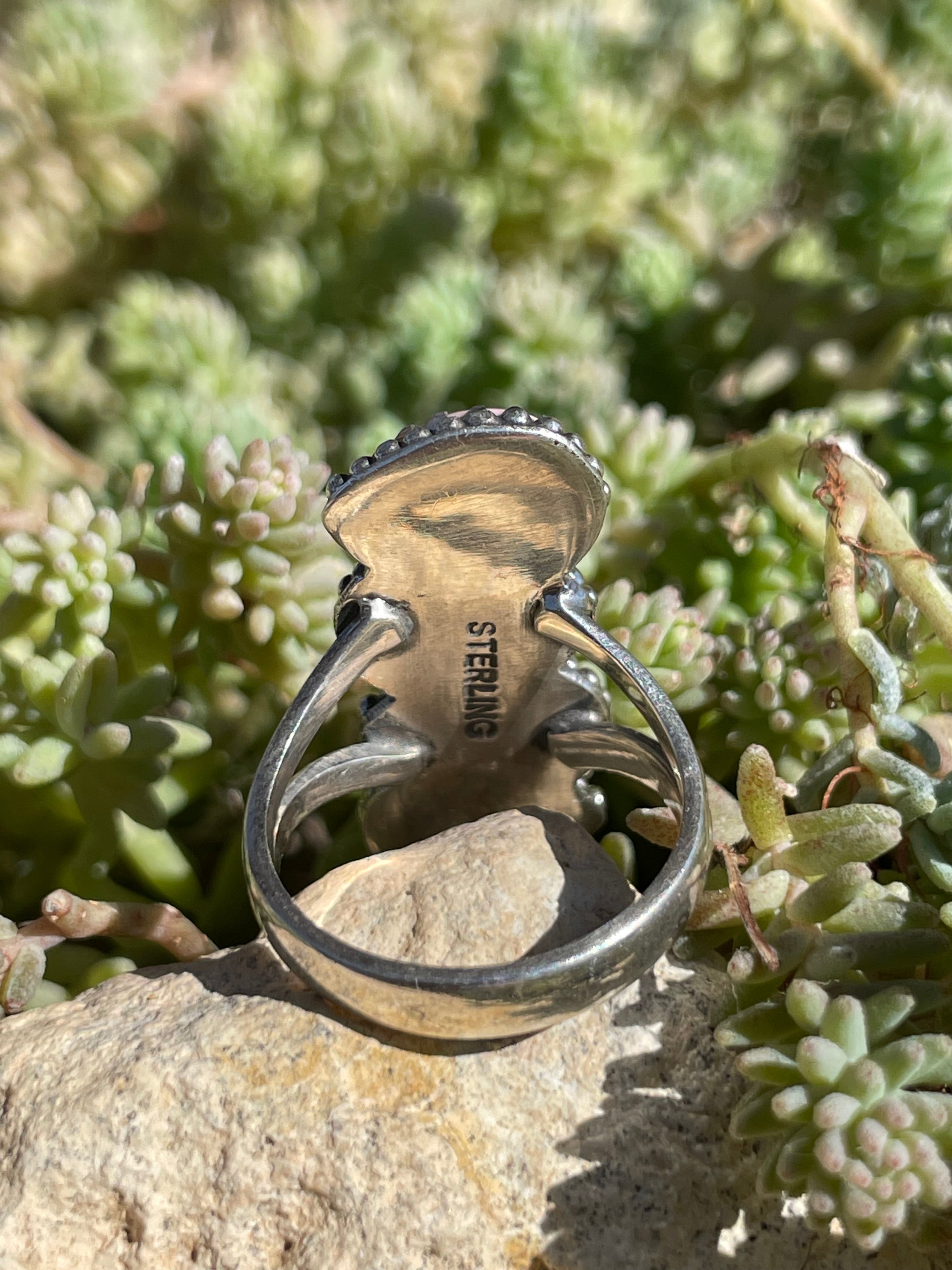 Pink Conch Row Ring Size 6 | 925 Sterling Silver Southwest B987