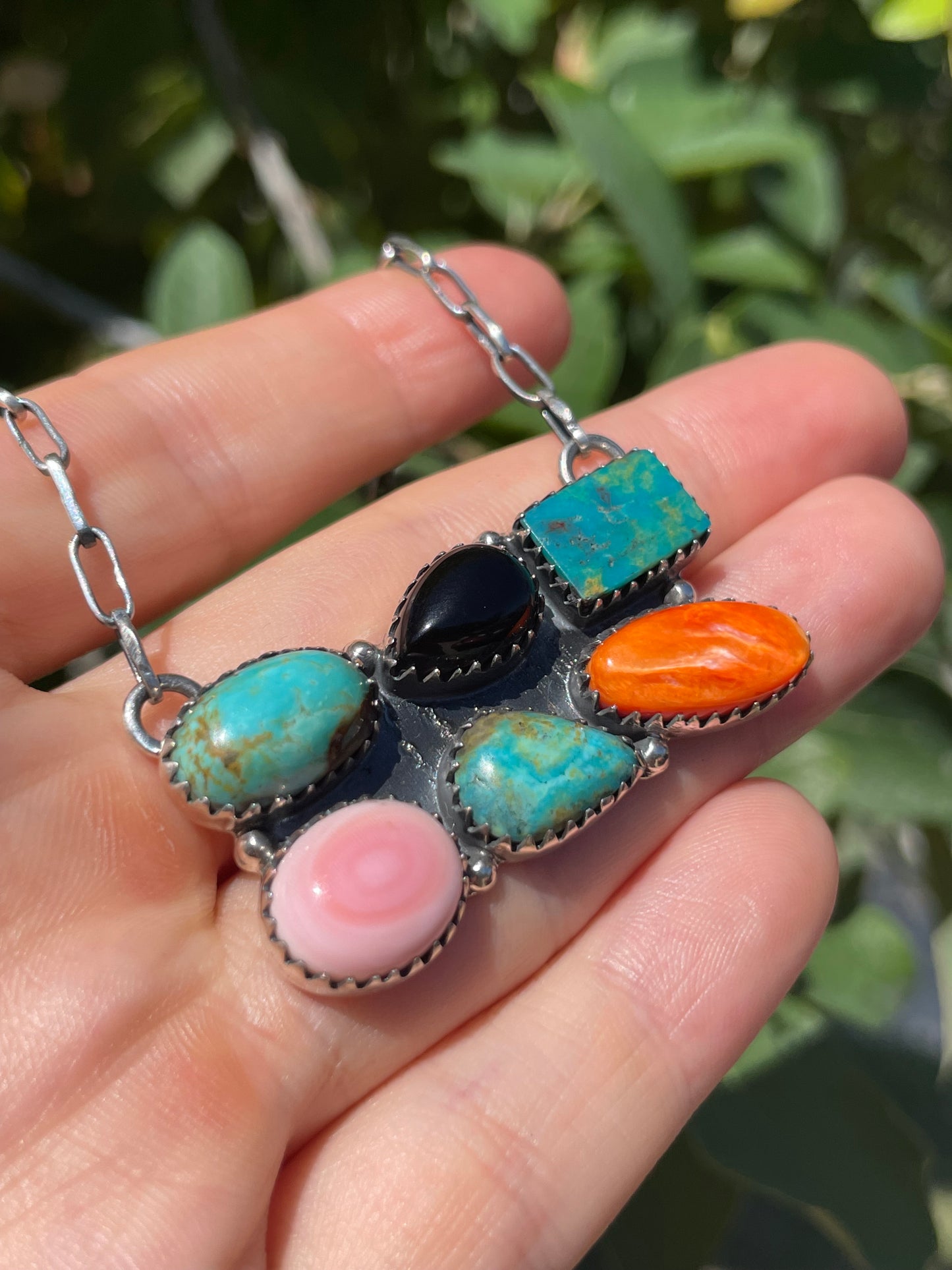 Multi Stone Necklace | 925 Sterling Silver Southwest D127