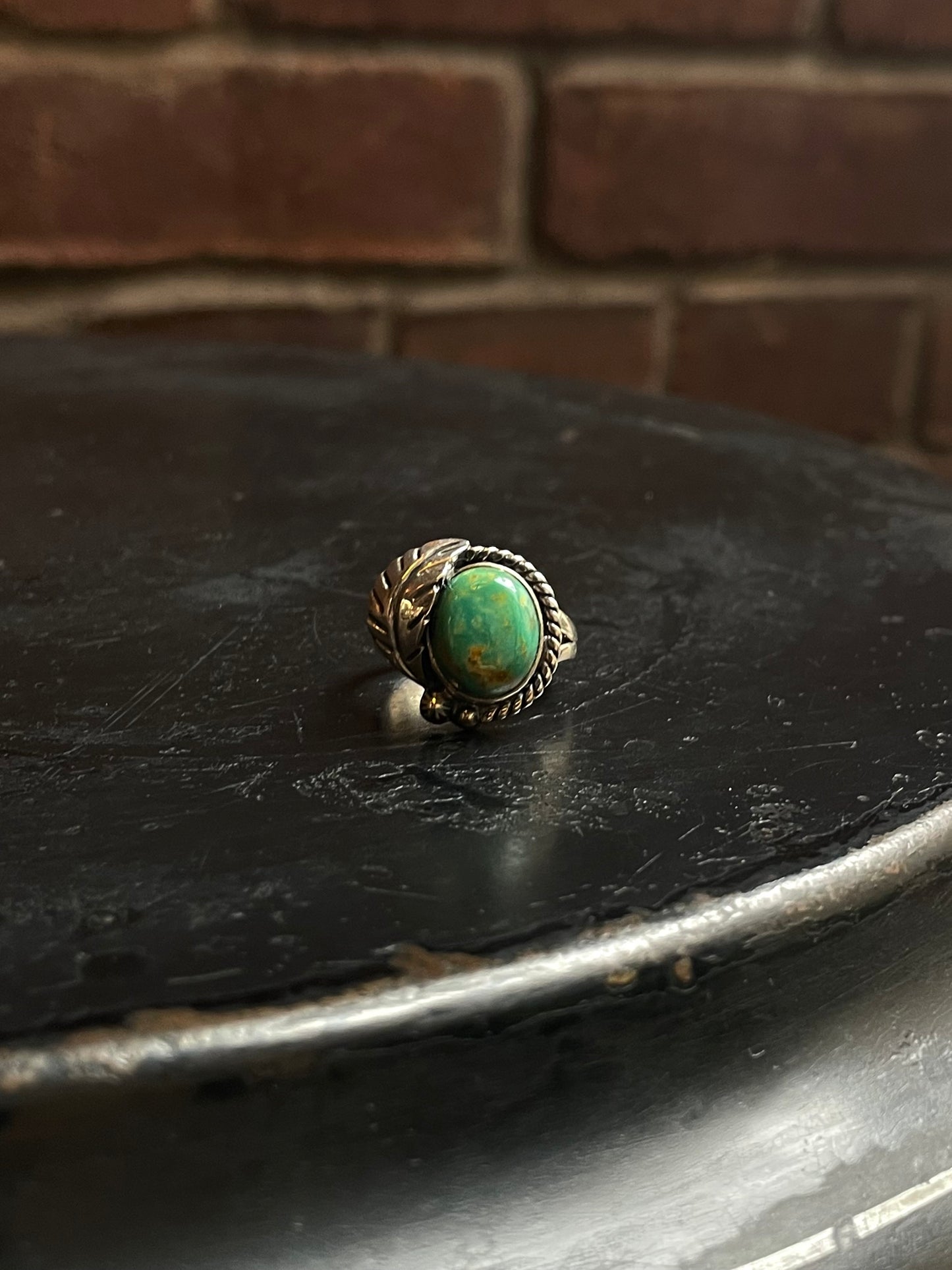 Turquoise Feather Ring Size 7 | 925 Sterling Silver C948