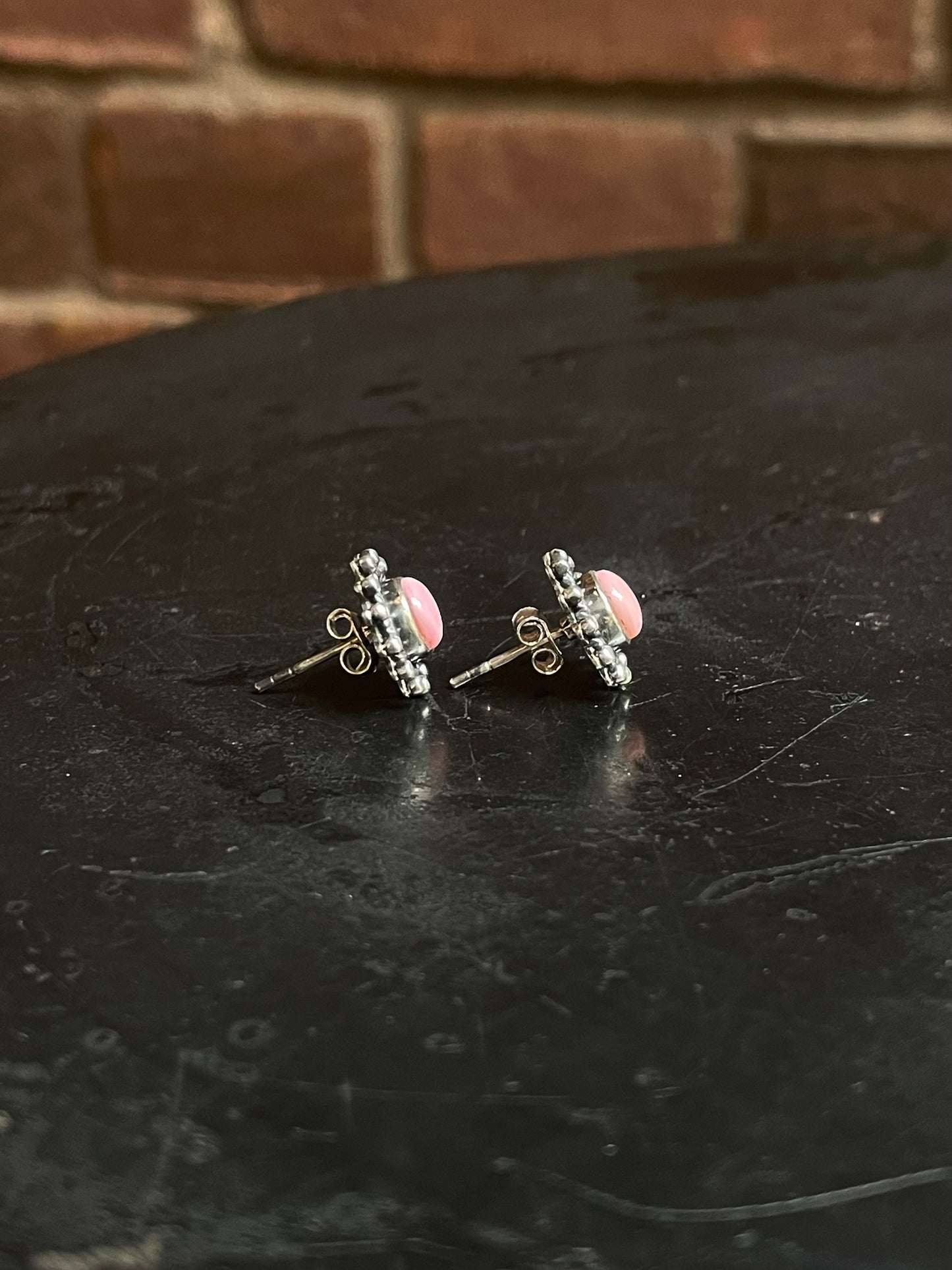 Pink Conch Stud Earrings | 925 Sterling Silver E796