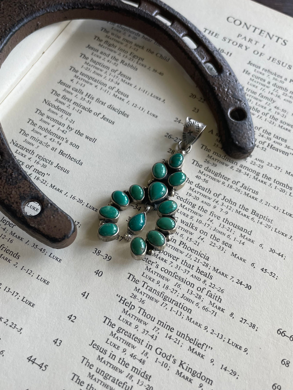 Turquoise Squash Blossom Pendant | 925 Sterling Silver G724