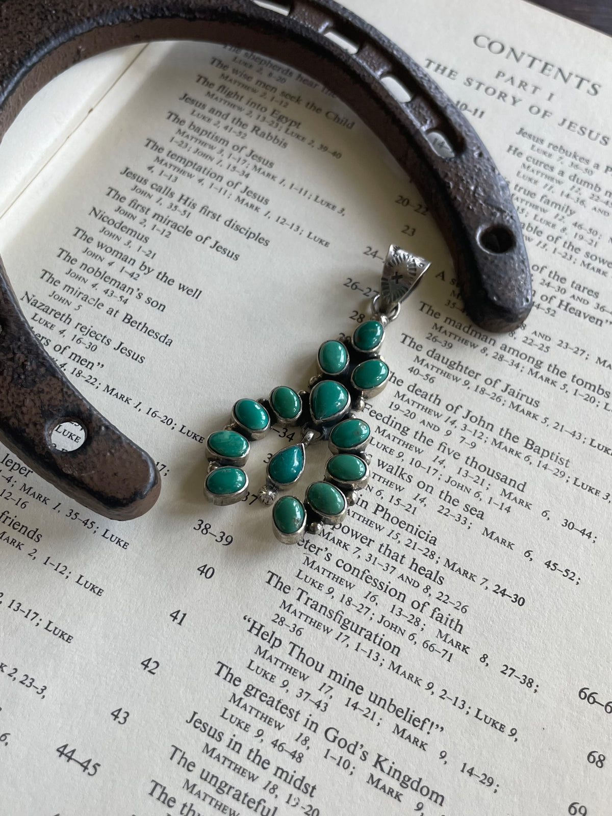 Turquoise Squash Blossom Pendant | 925 Sterling Silver G724