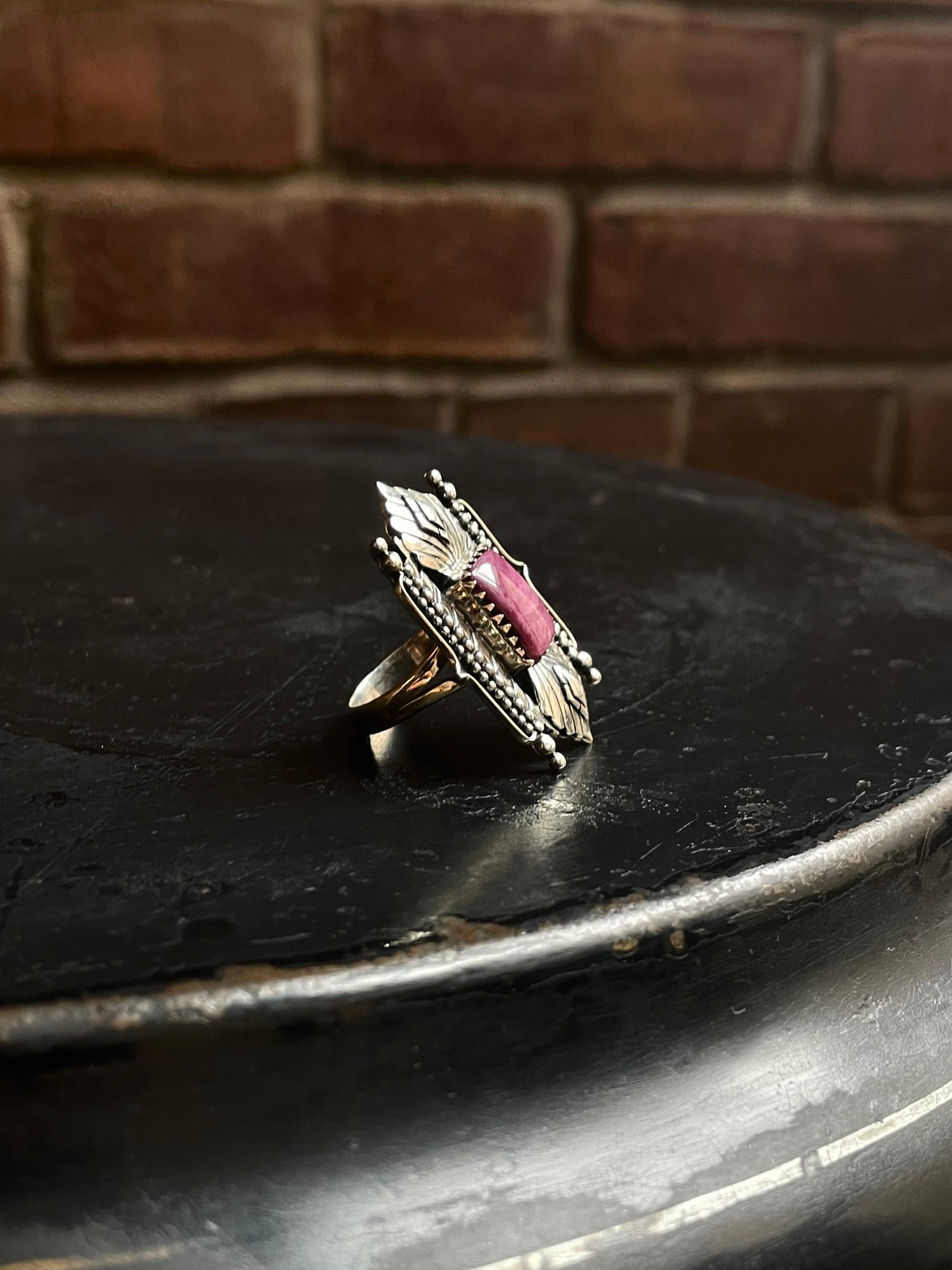 Purple Spiny Oyster Ring | Sterling Silver | Handmade Size 8 C943