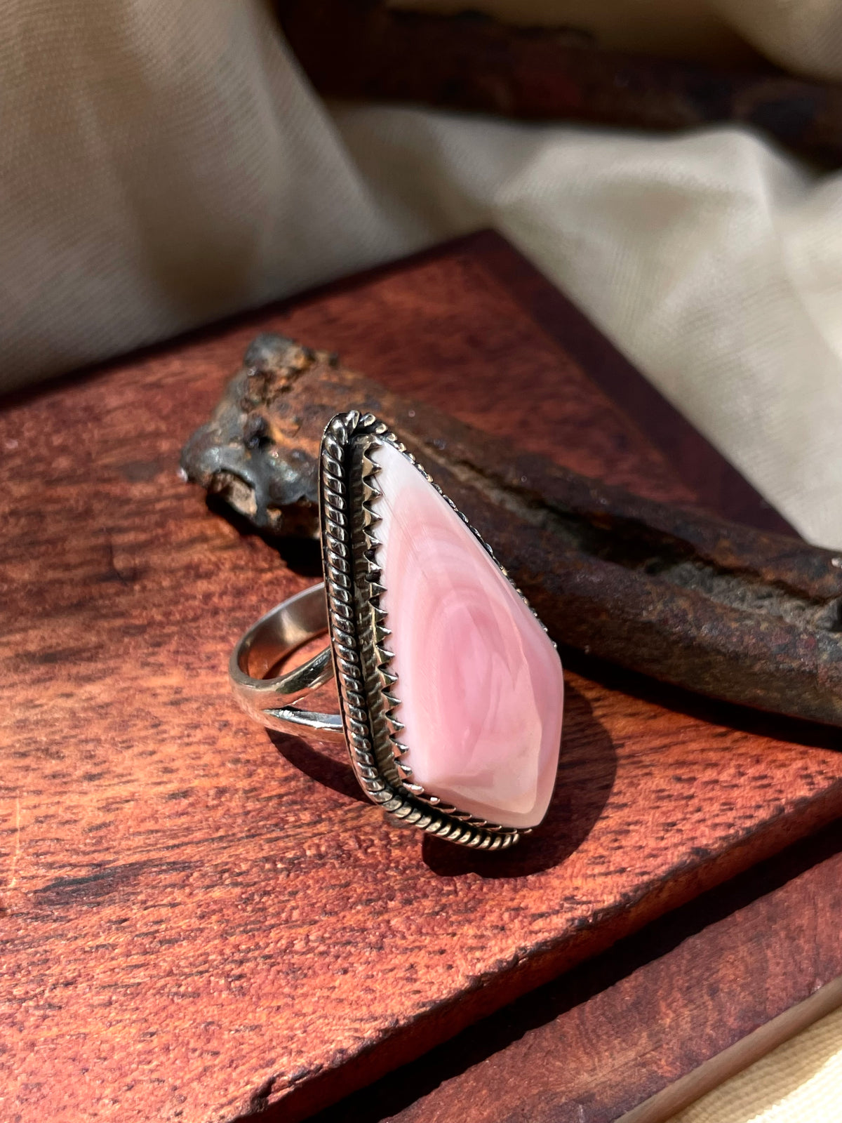 Pink Conch Ring Size 6 | 925 Sterling Silver C917
