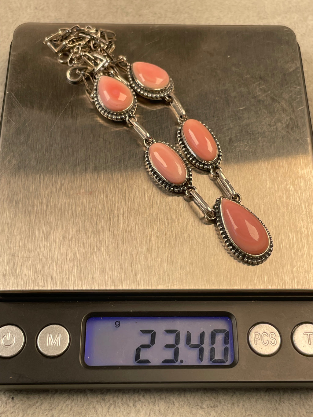 Pink Conch Drop Necklace | Sterling Silver D124