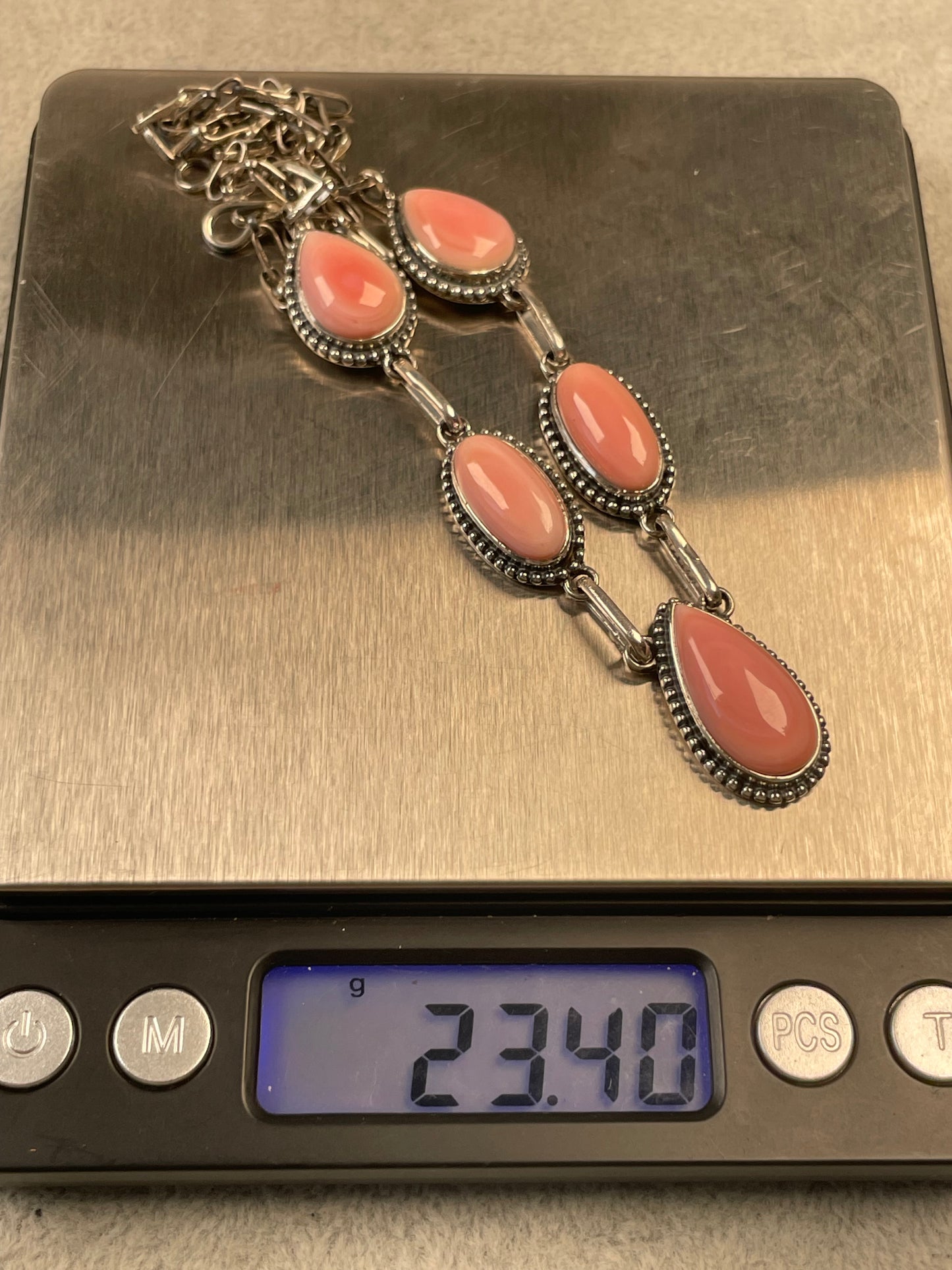 Pink Conch Drop Necklace | Sterling Silver D124