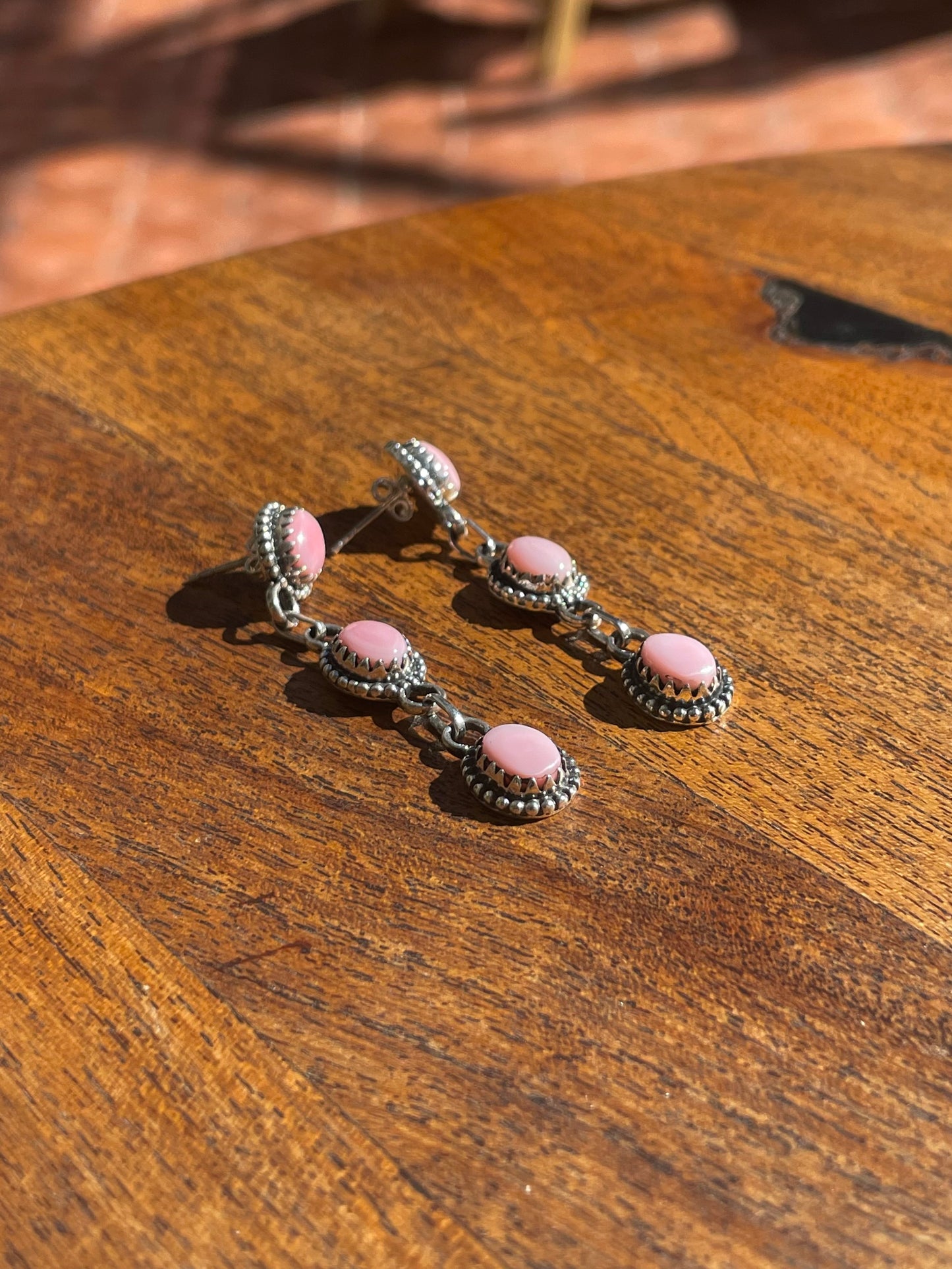 Pink Conch Drop Stud Earrings | 925 Sterling Silver C834