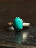Turquoise Oval Ring | 925 Sterling Silver Size 7 E437