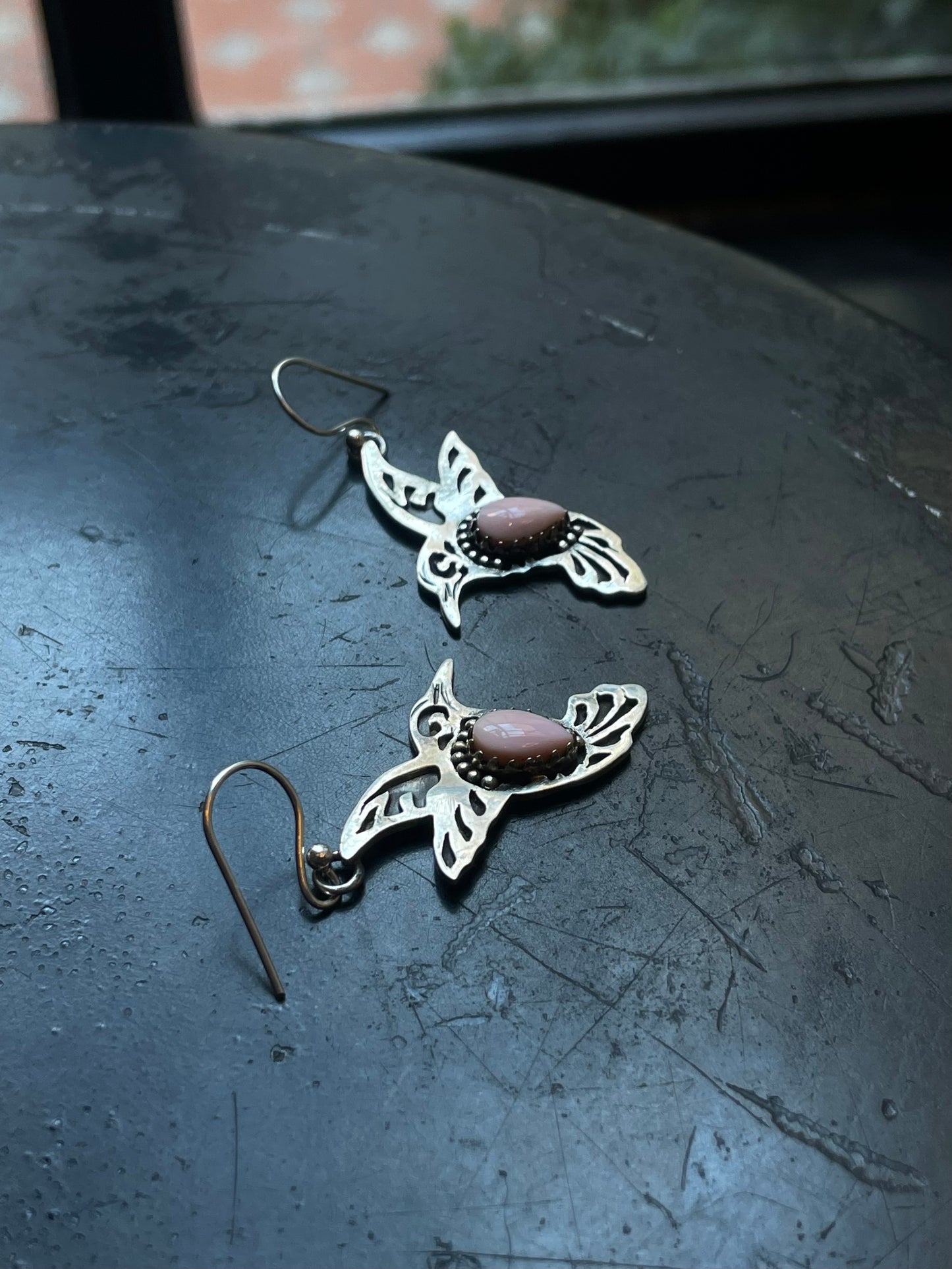 Pink Conch Hummingbird Earrings | Hook Sterling Silver E675