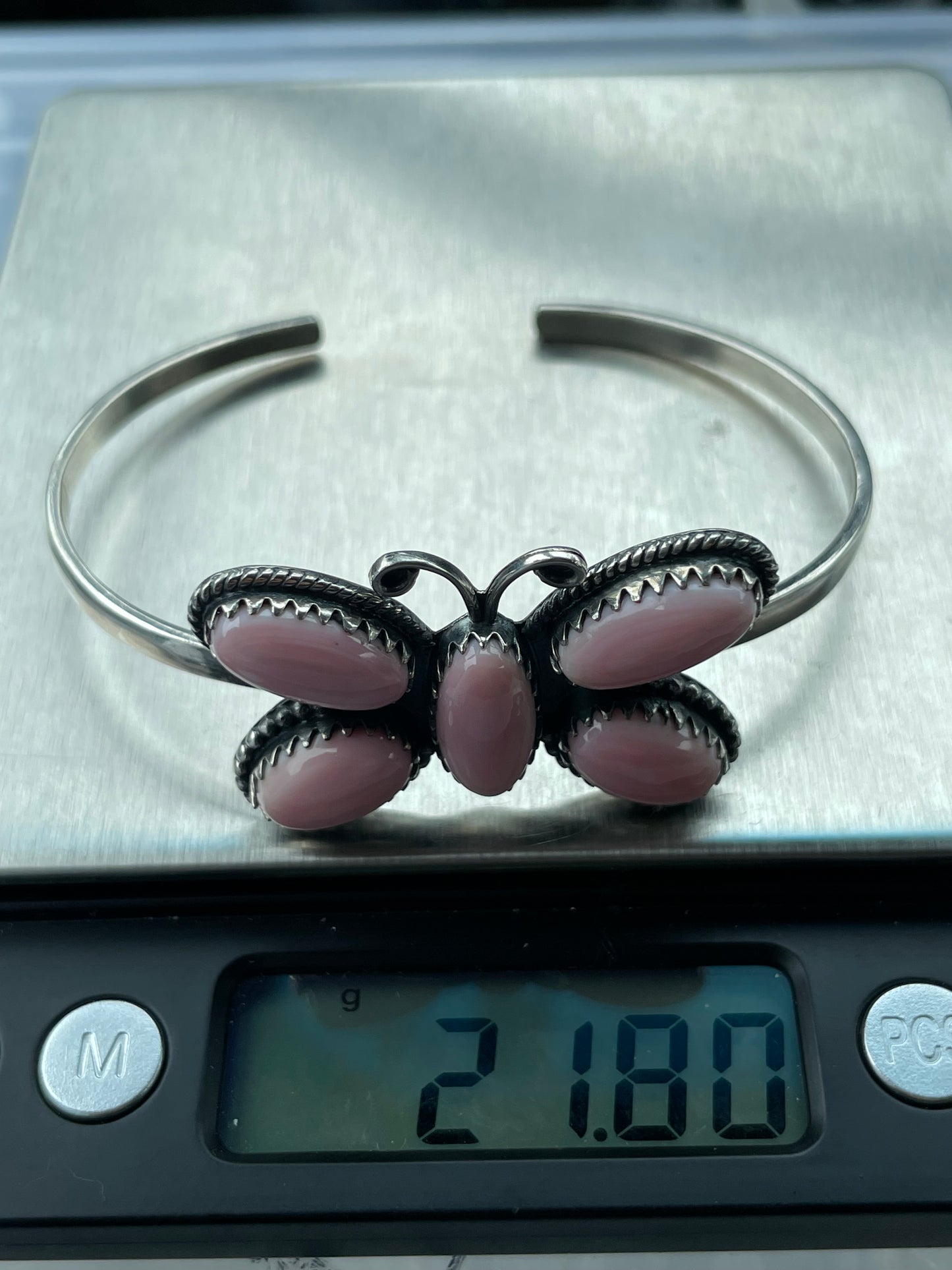 Pink Conch Butterfly Cuff Bracelet | 925 Sterling Silver B985
