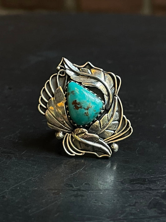 Turquoise Feather Ring Size 7 | Sterling Silver E870
